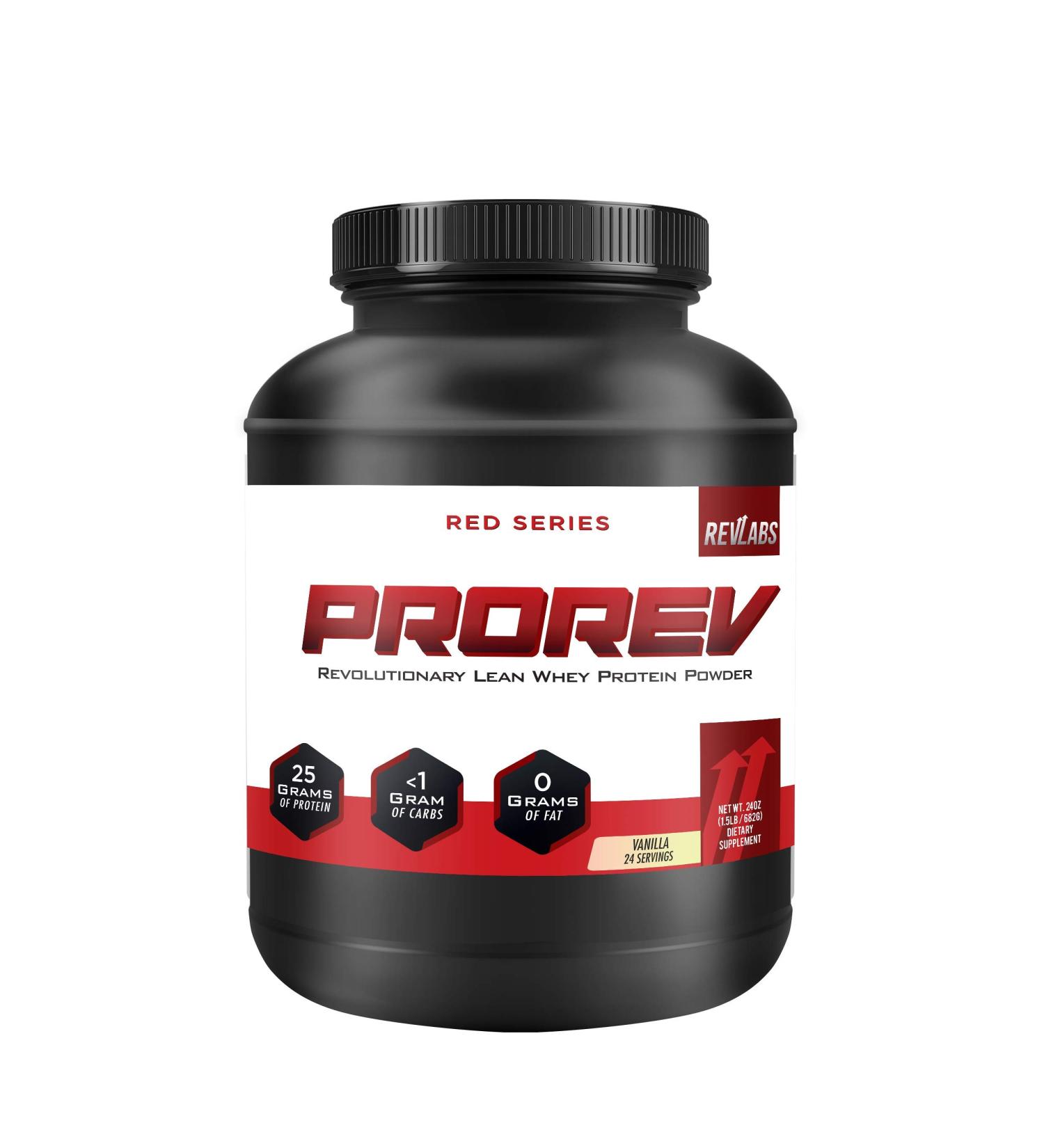 RevLabs Red Series ProRev Protein Powder - Vanilla - 25g Protein 1g Carbs Smooth Blend - International Shipping Available - Buy Online on GoSupps.com
