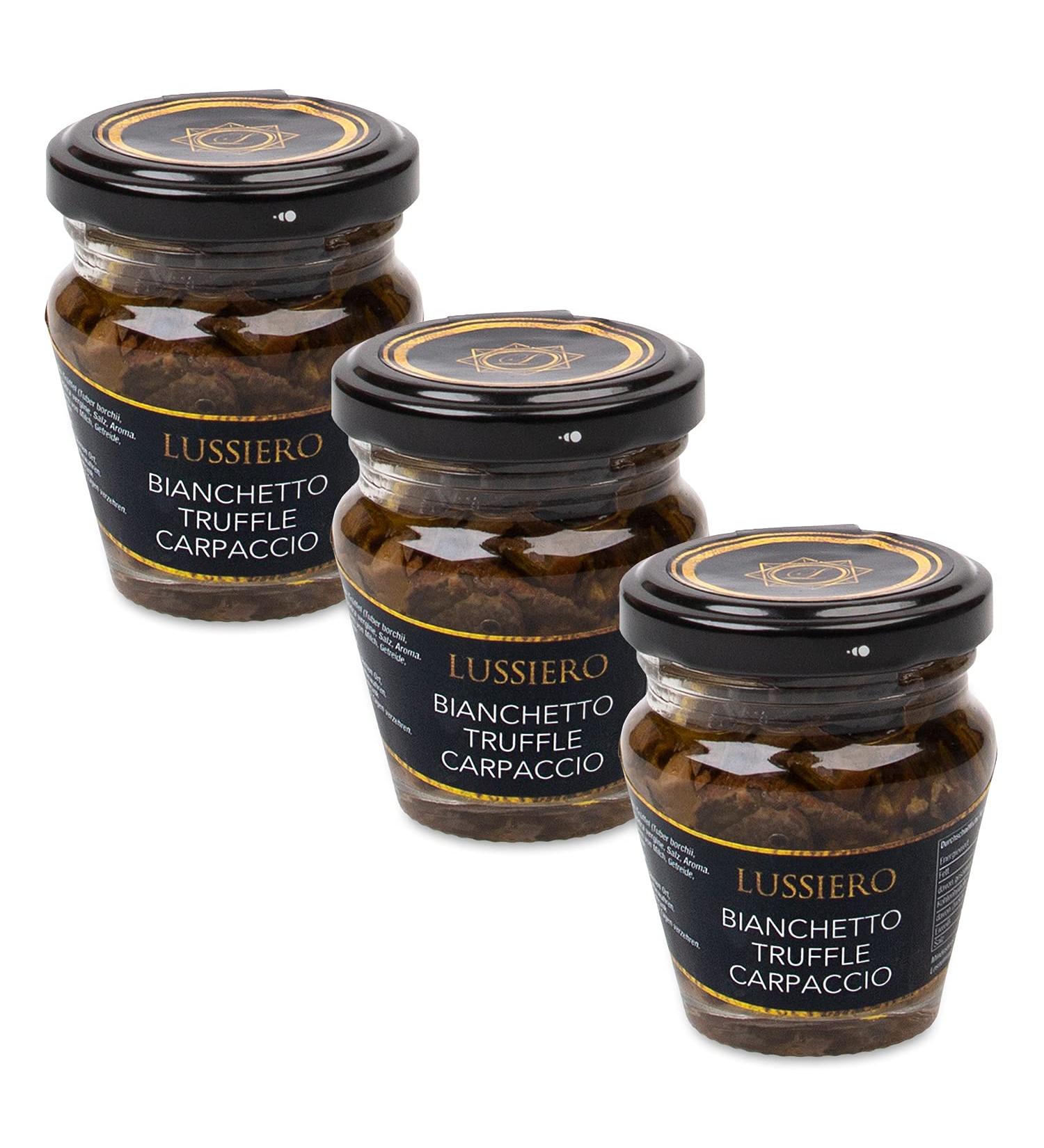 Pack of 3 Lussiero Bianchetto Truffle Carpaccio - Premium White Truffle Slices Tuber Borchii 45g for Gourmet Cooking - International Shipping Available - Buy Online on GoSupps.com