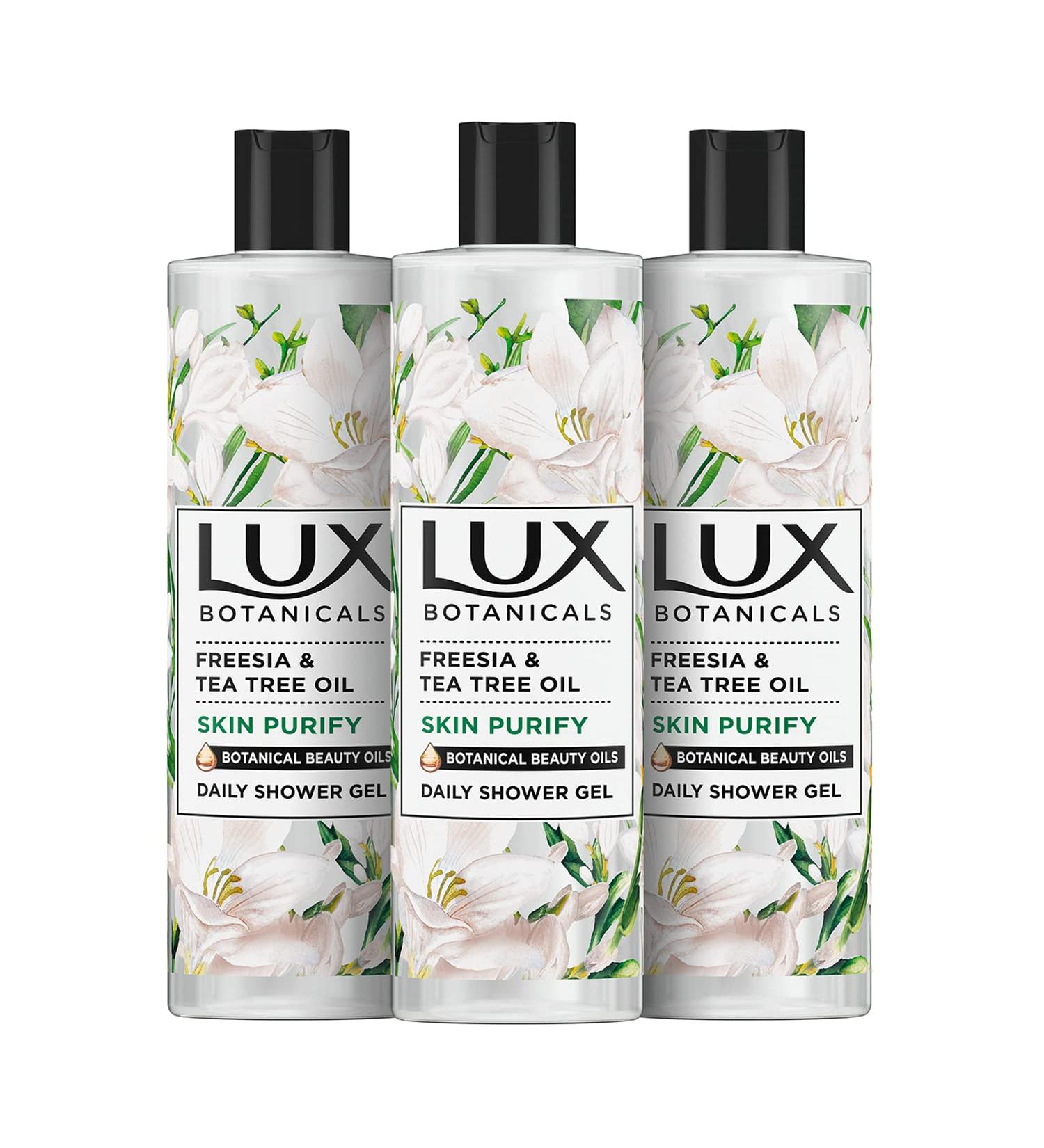 Lux Botanicals Refresh body wash made with 94% ingredients of natural origin Daily Shower Gel for naturally fresh and radiant skin 3x 500 ml (Freesia & Tea Tree Oil) - Buy Online on GoSupps.com