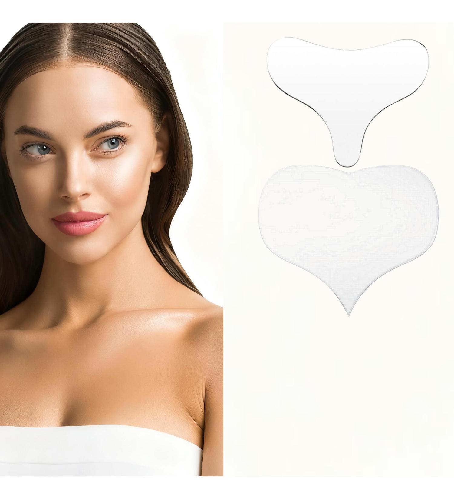 2 Pcs Silicone Chest Wrinkle Pads Reusable Overnight Anti Wrinkle Patches Neck Tape Lifting Invisible Anti Chest Wrinkles Chest Pads An-ti Aging Silicone Patches For Wrin-kles (1.5 Month Supply)
