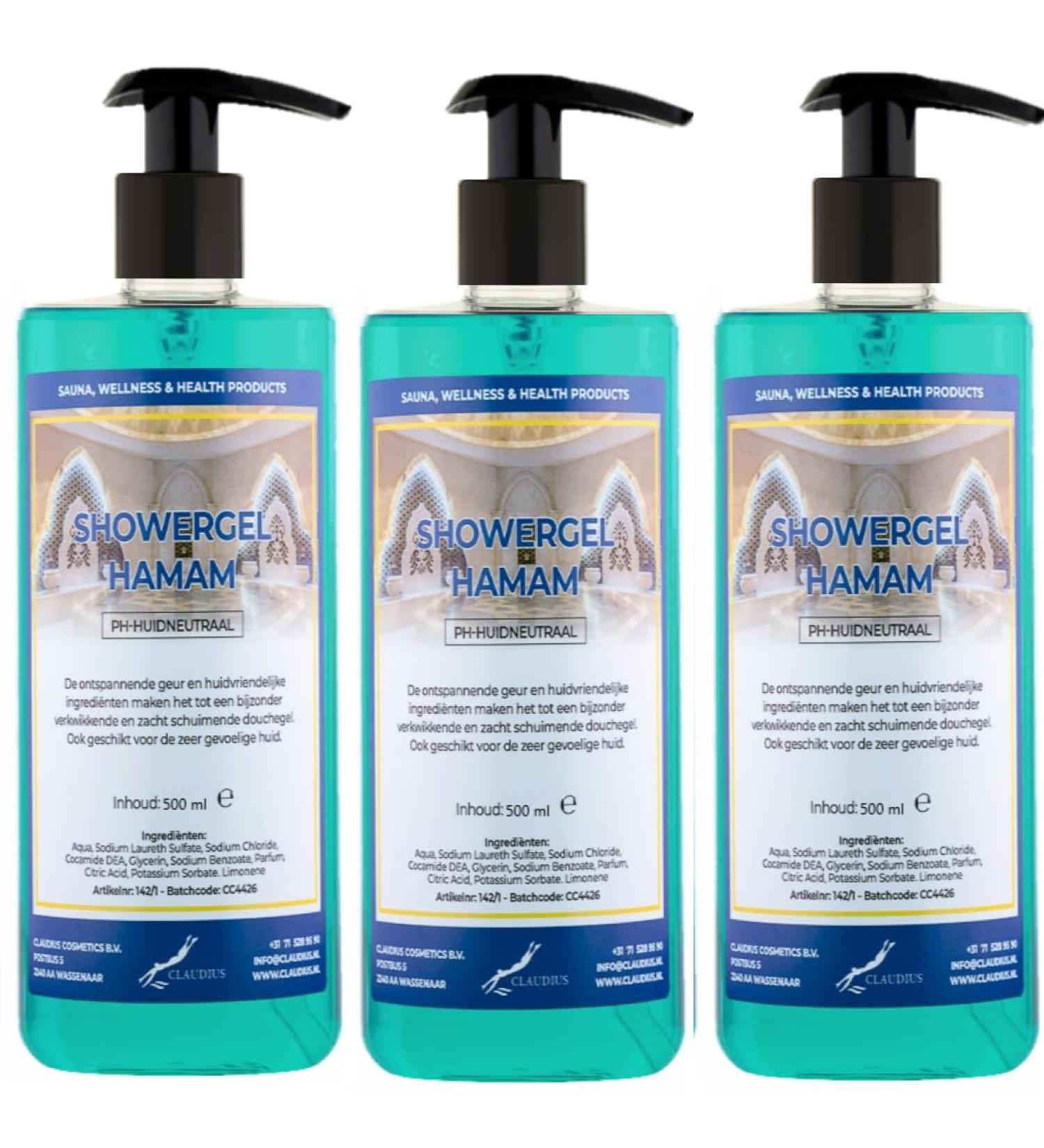 Claudius Shower Gel Hamam 500 ml set of 3 pieces with free pump Showergel