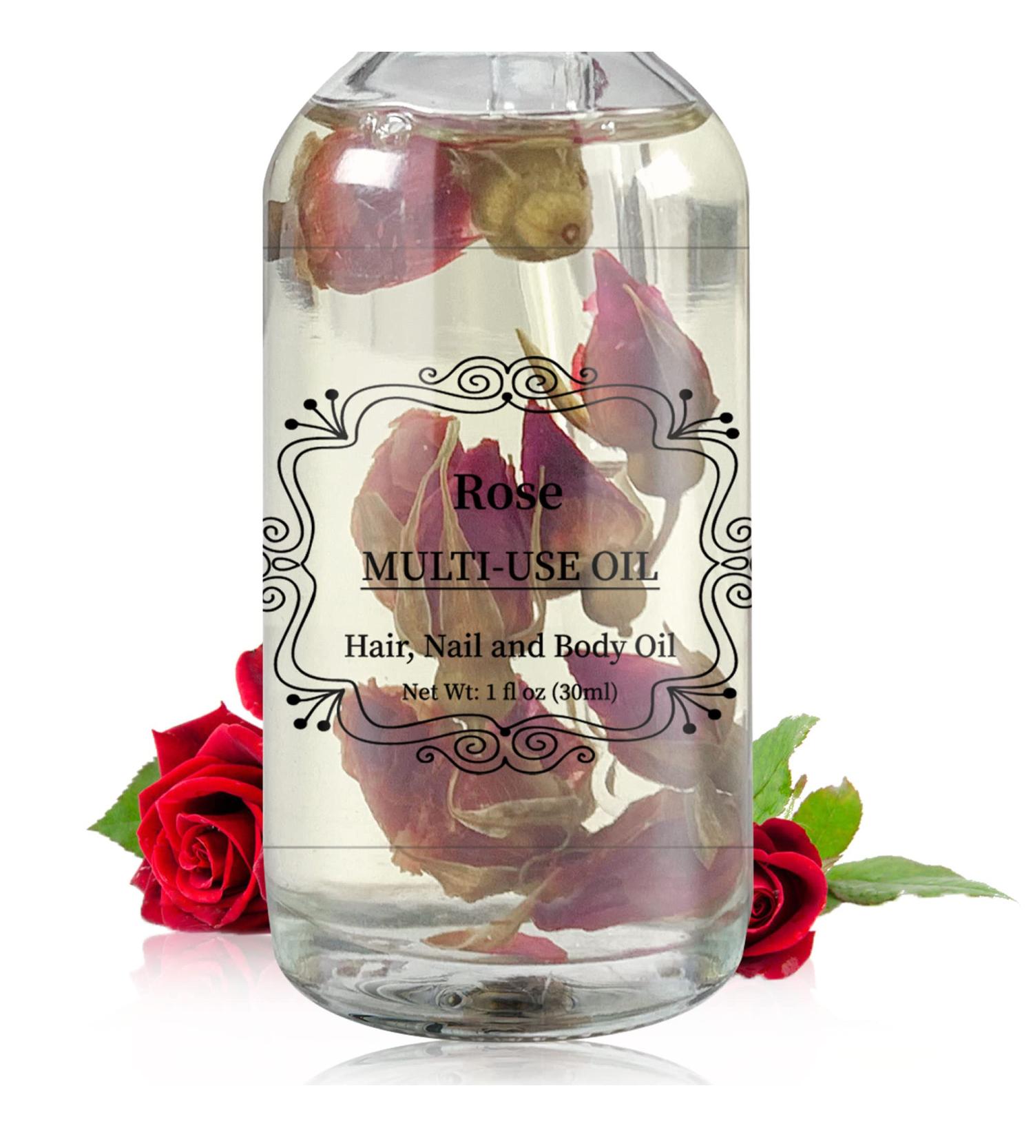 Organic Rose Multi-Use Oil for Face, Hair, Body, Nails Care - 1 Fl Oz - Buy Online on GoSupps.com