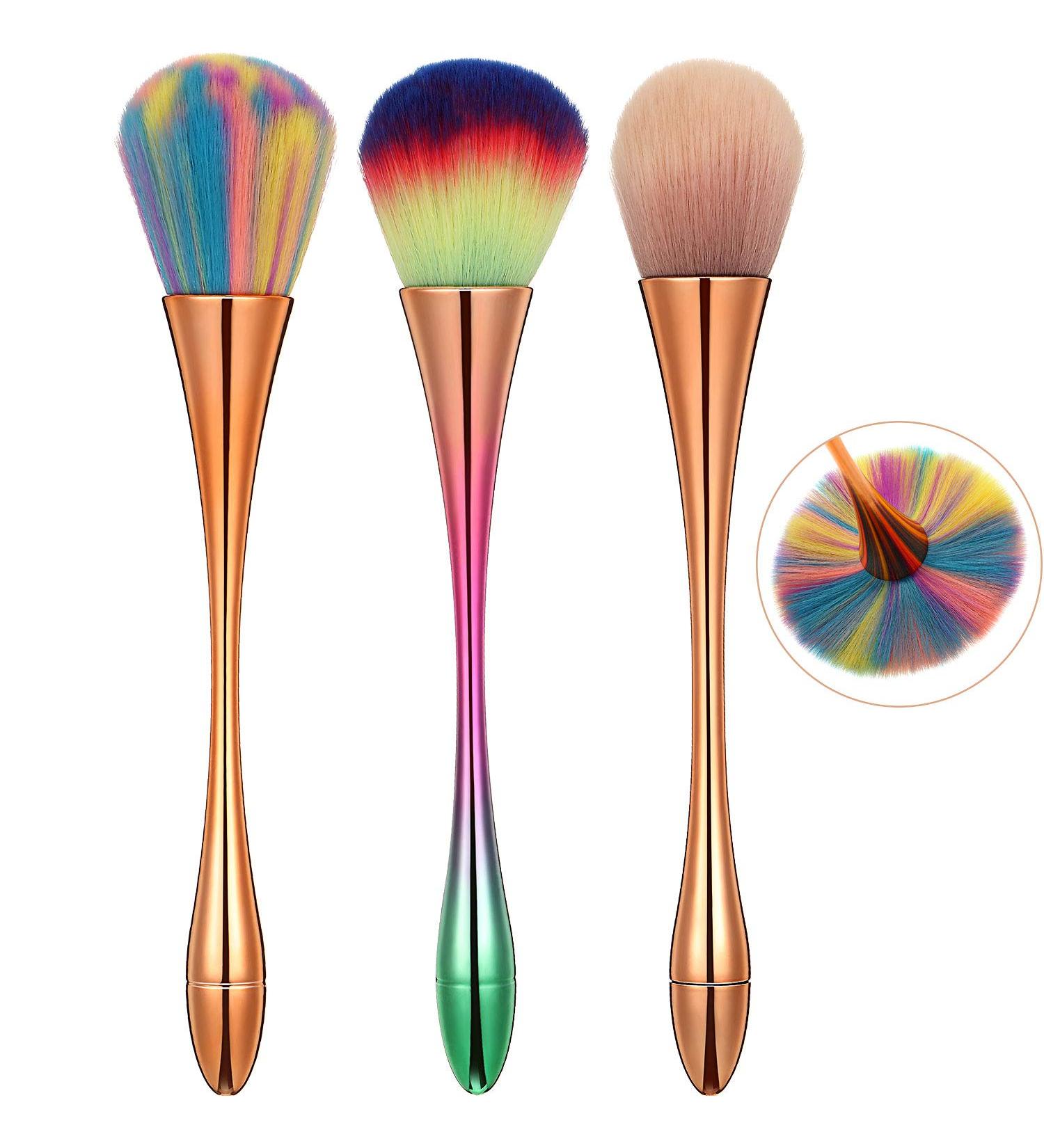 3-Piece Large Powder Mineral Brushes Set - Soft Fluffy Kabuki Foundation & Blush Brushes for Daily Makeup - Colorful Nail Design Dust Brushes - Buy Online on GoSupps.com