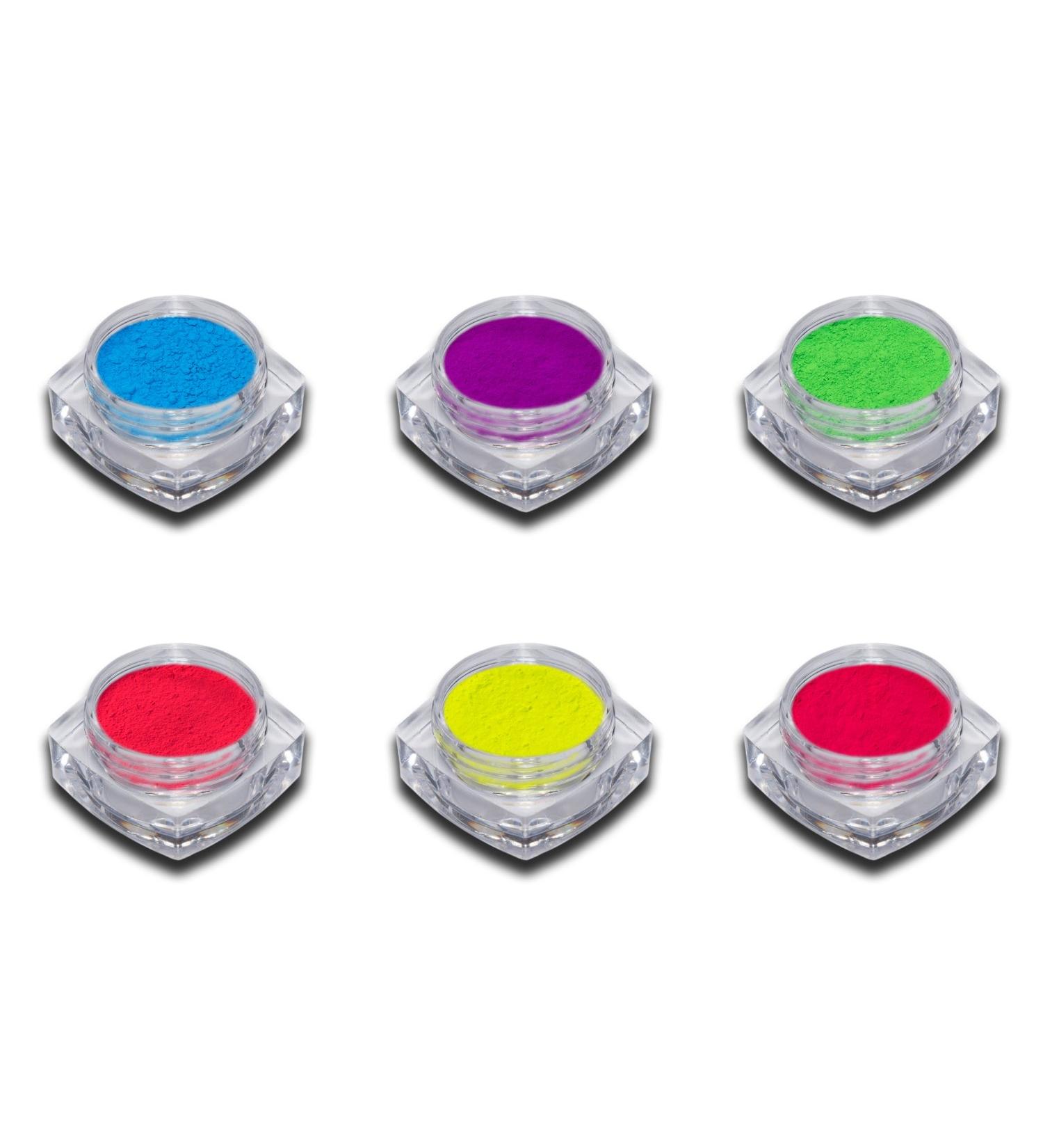 6er Neon Pigment Powder Set - Smoky Nails in Pink Red Yellow Blue Purple Green | Perfect for Nail Art - International Shipping Available - Buy Online on GoSupps.com