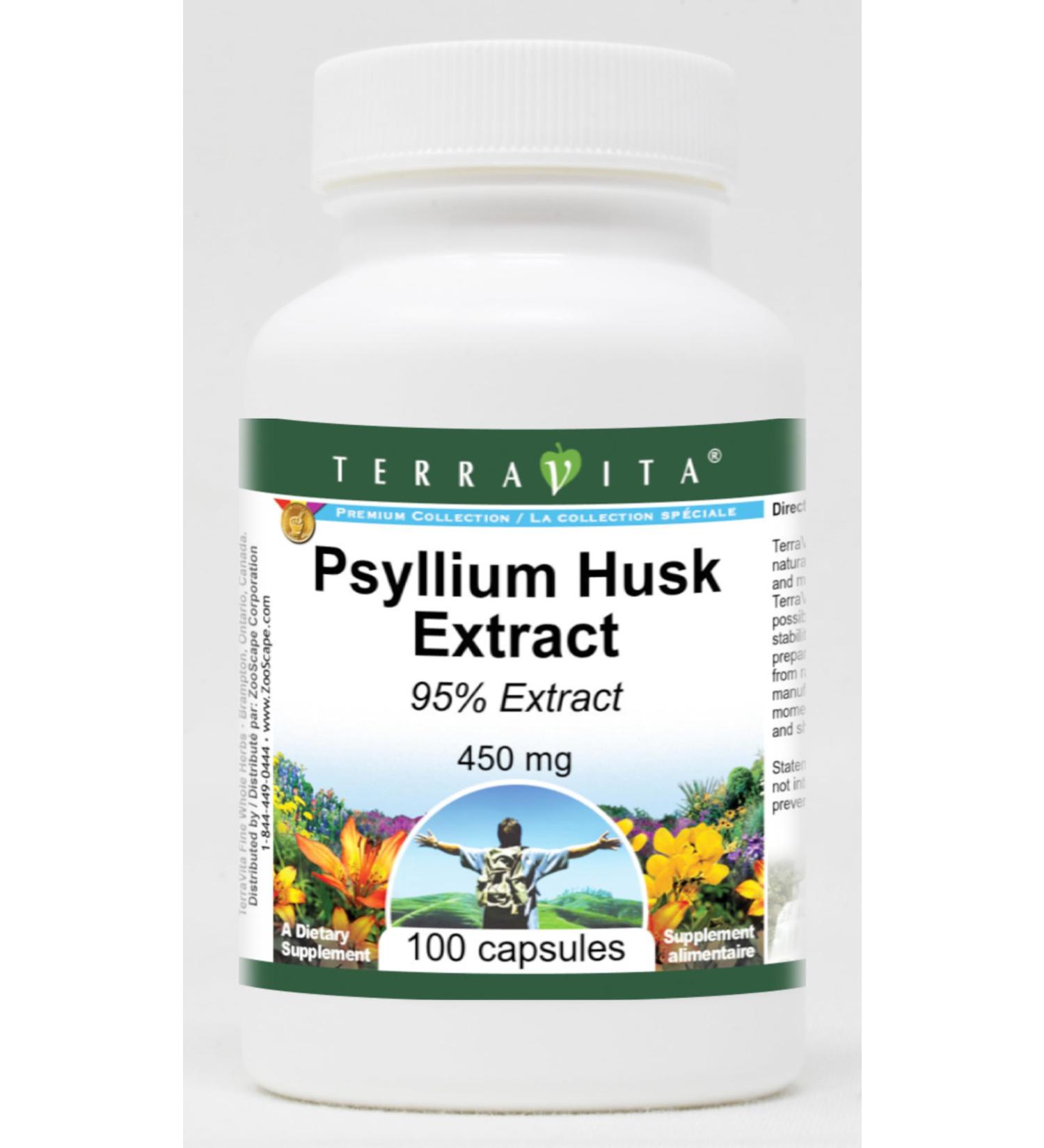 Psyllium Husk 95% Extract - 450 mg (100 Capsules ZIN: 520091) - Buy Online on GoSupps.com