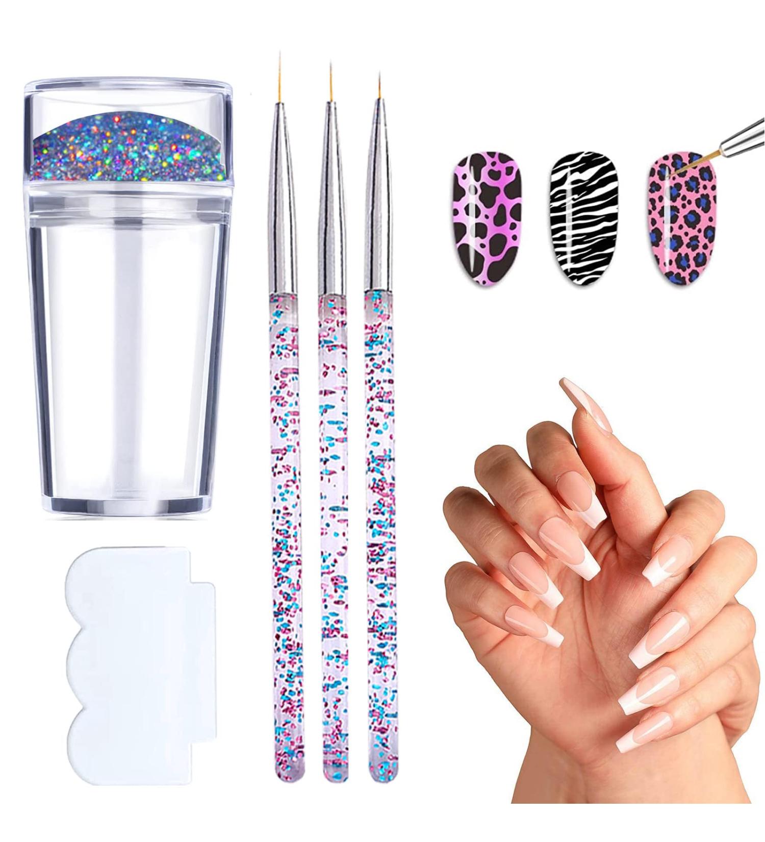 Clear Silicone Jelly Stamper Nail Art Brushes - French Tip Nail Design Manicure Tools - Buy Online on GoSupps.com
