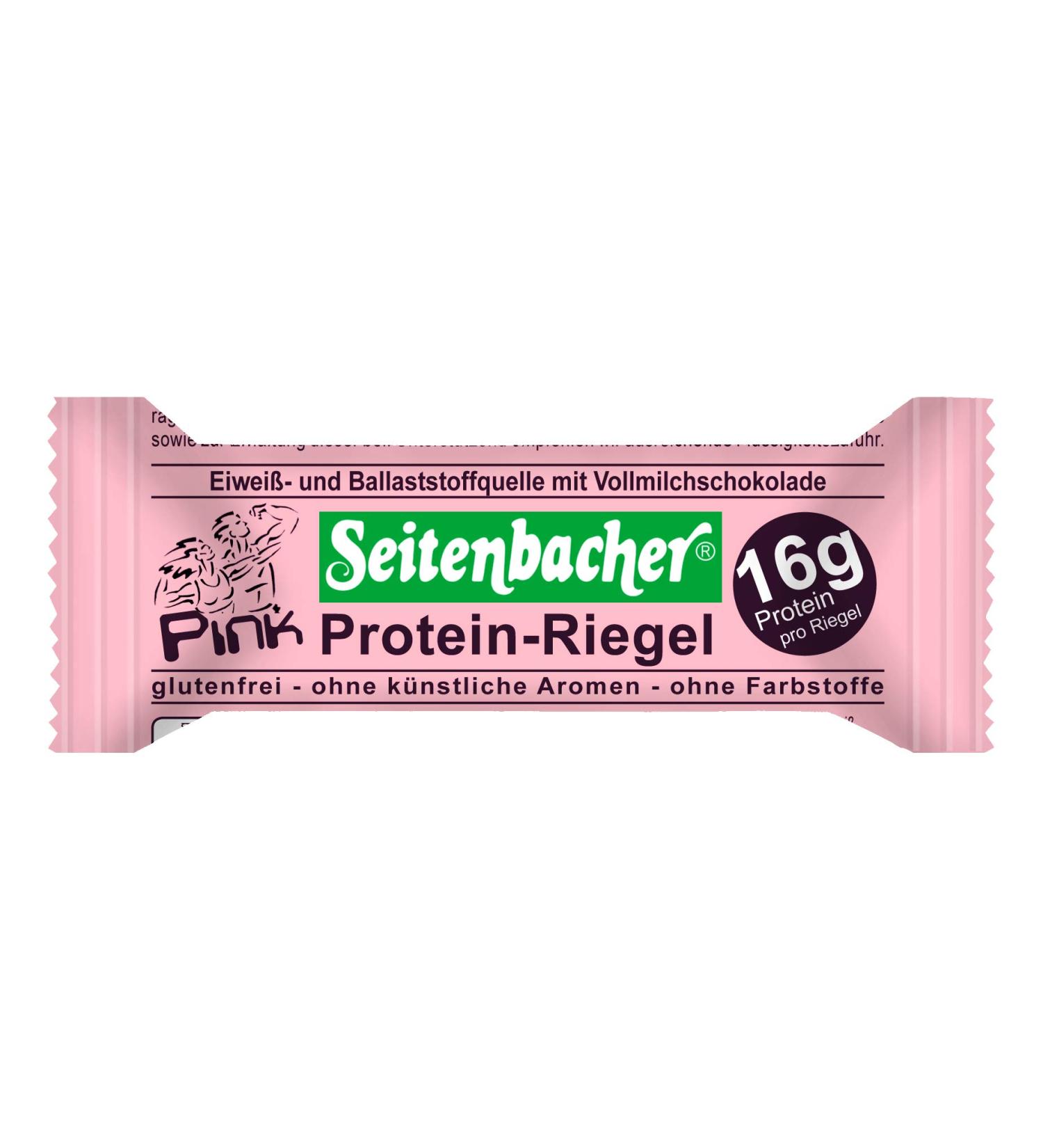 Seitenbacher Protein Bar Pink - Strawberry Flavor 16g Protein Gluten-Free Glycerin-Free (60g) - High Protein Snack - Buy Online on GoSupps.com