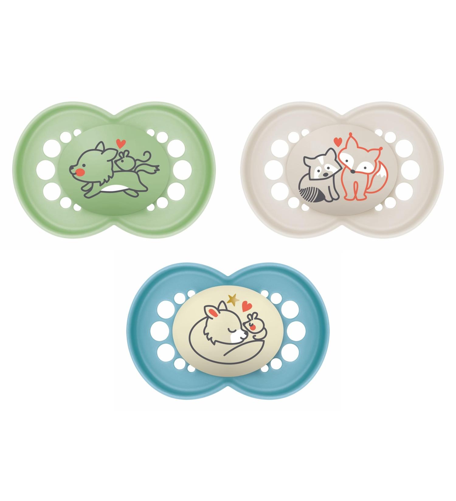 MAM Day & Night Set: 3 Original SkinSoft Silicone Pacifiers for Babies 6+ Months - Blue (Design May Vary) - International Shipping Available - Buy Online on GoSupps.com