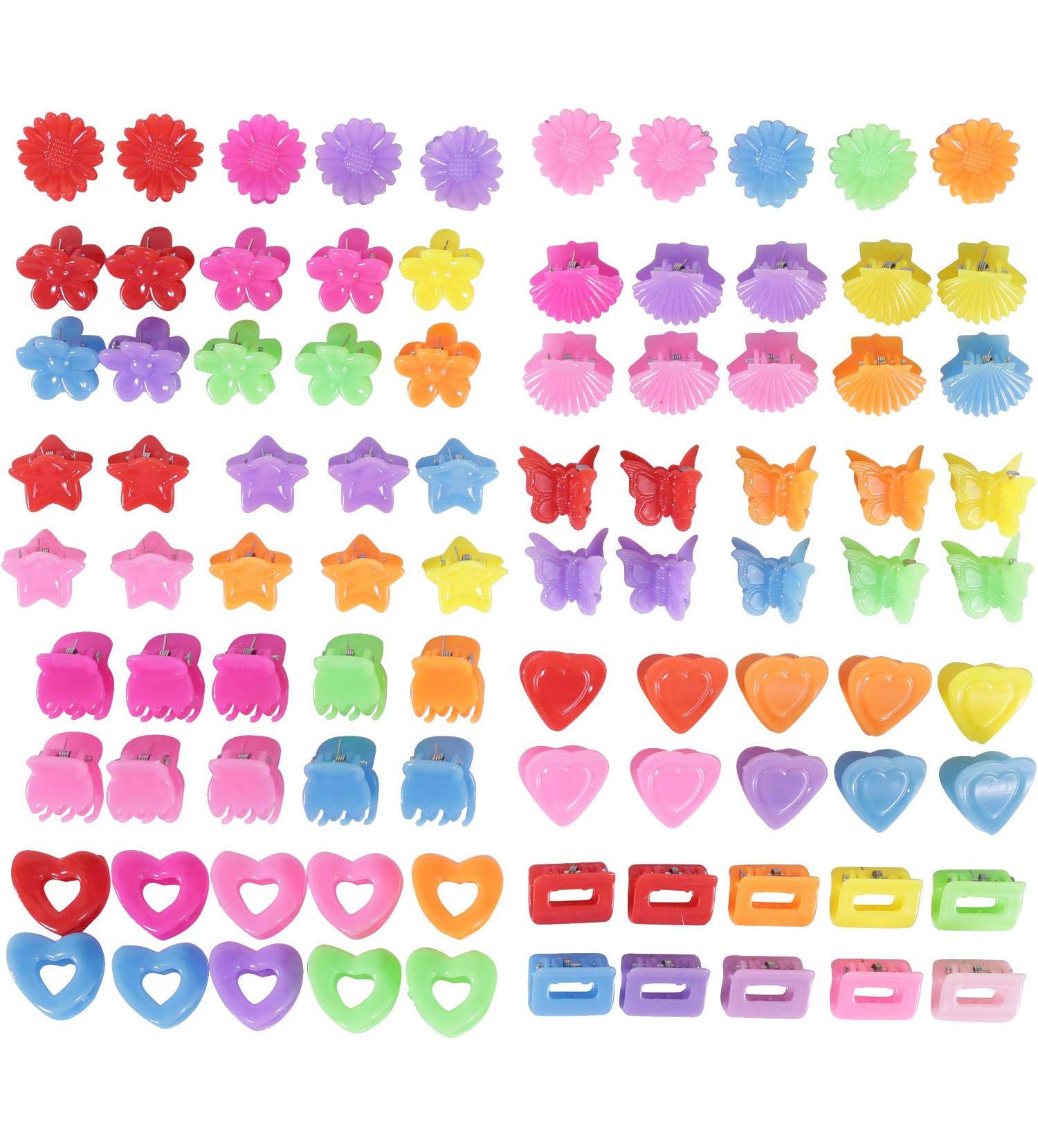90 Pack Small Mini Plastic Hair Claw Clips for Kids Baby Girl - Flower Star Heart Butterfly Design - Jaw Barrettes Grip Clamps Pins Updo Decorative Bun Bangs Braids Twist Accessories - Thin Thick Hair - Buy Online on GoSupps.com
