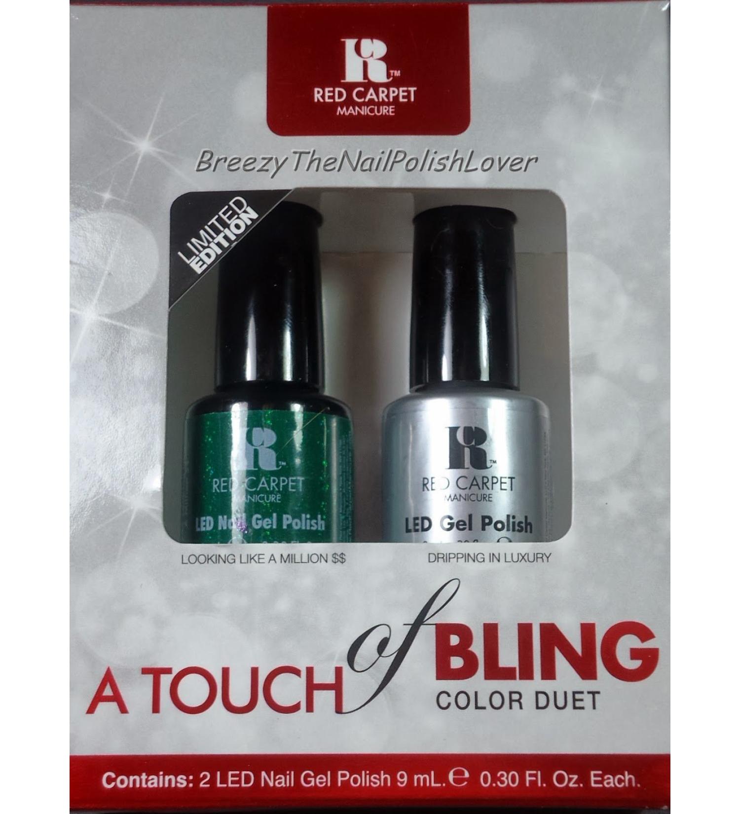 Red carpet manicure a touch of bling led gel nail polish color duet - arrowhead - look like a million $ $ & dripping in luxury x2 9 ml