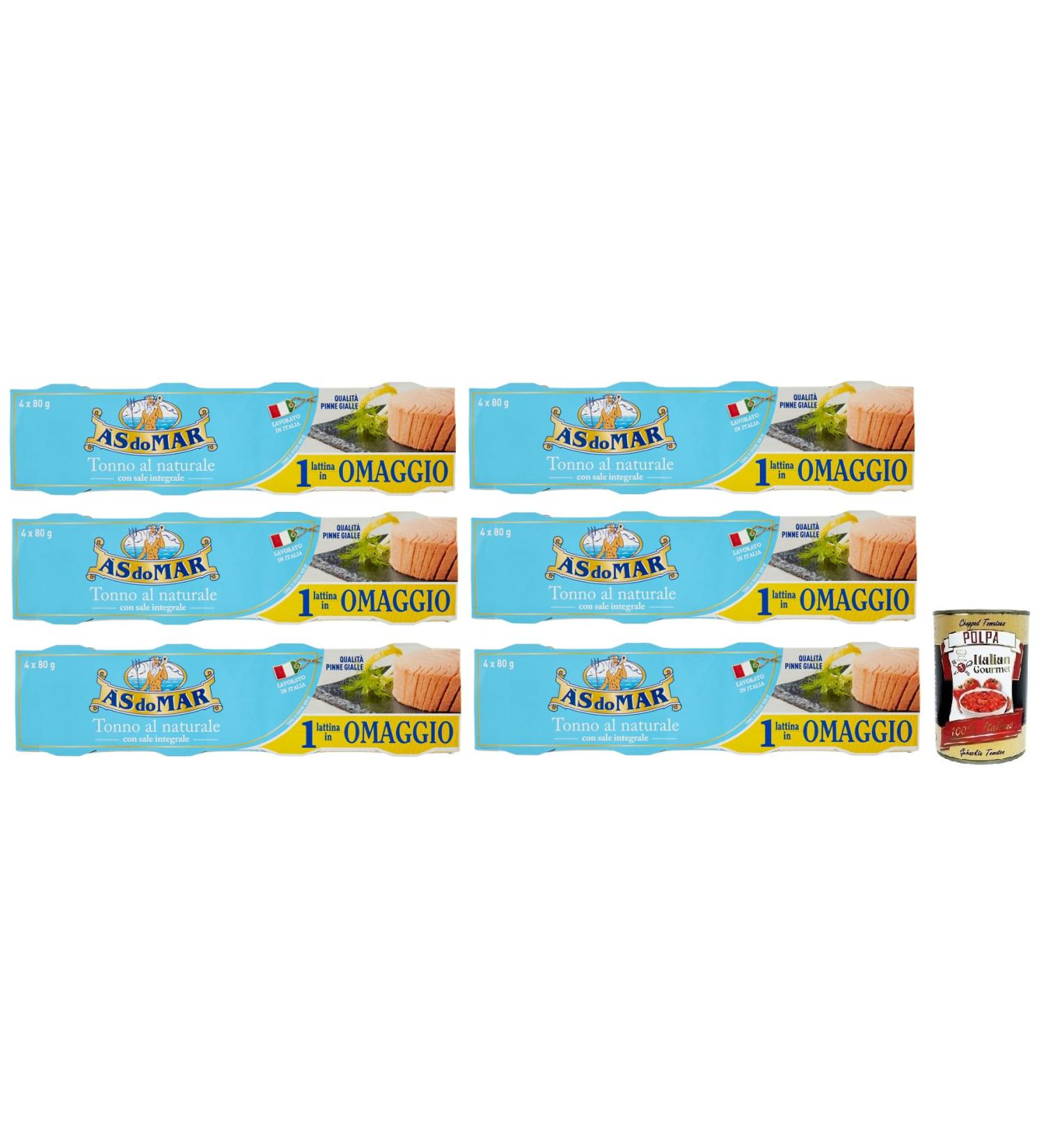 AS do MAR Tonno al Naturale Tuna with Whole Salt Light Nutritious and Healthy Light Nutritious and Healthy 80 g Box + Italian Gourmet Polpa di Pomodoro 400 g Box - Buy Online on GoSupps.com