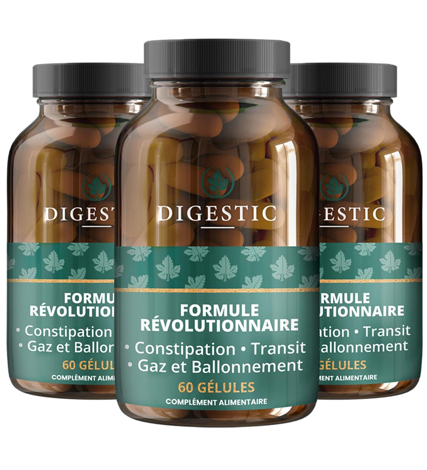 Digestic - Laxatif contre la constipation 100% naturel 180 capsules pour le Transit Intestinal Nettoie Detox et purifie le colon Soulage les ballonnements et les gaz 180 g lules (Pack de 3 bouteilles) - Buy Online on GoSupps.com
