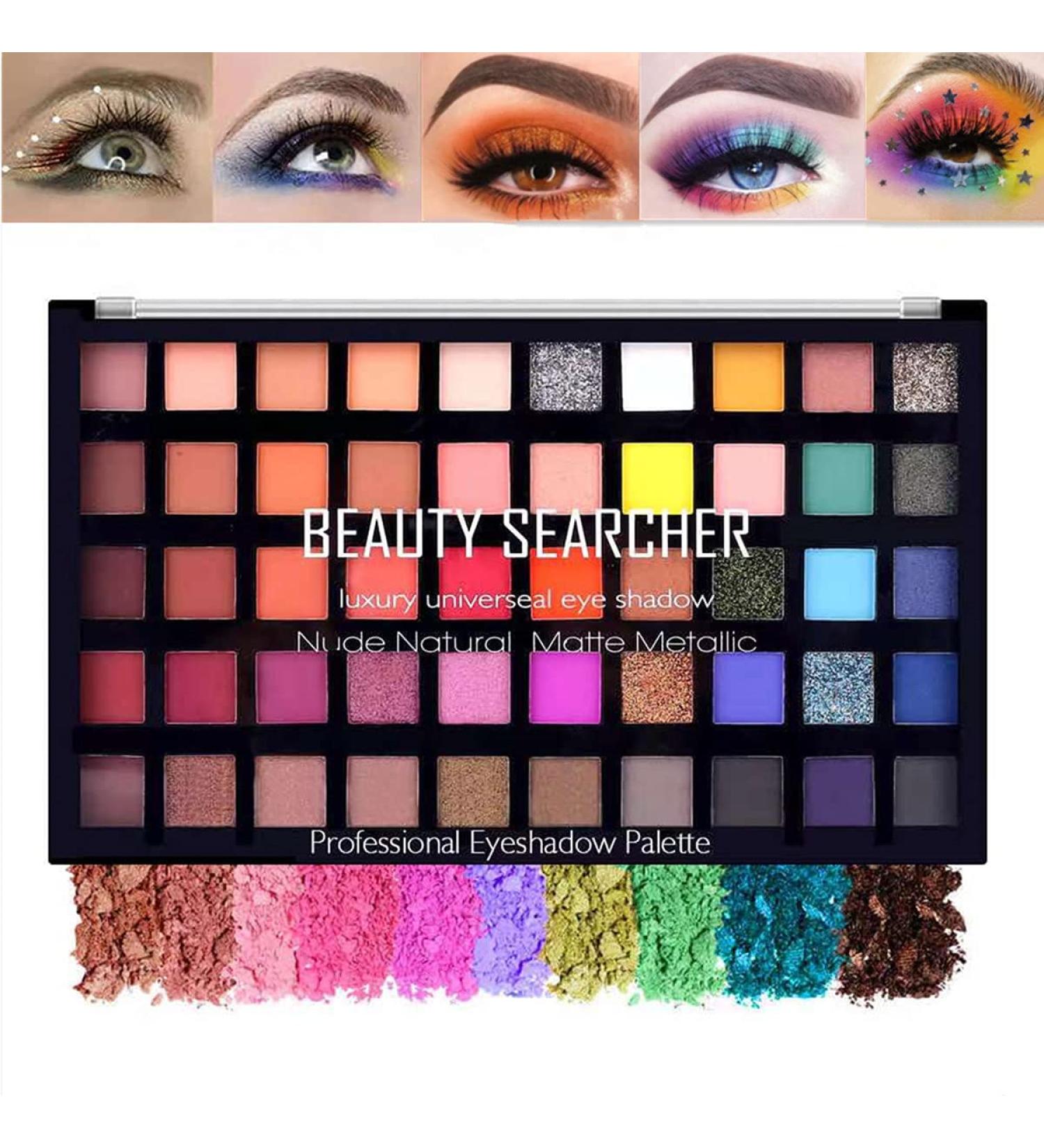 Professional 50-Color Eyeshadow Palette | Matte & Shimmer Pressed Pigments | Waterproof & Durable Makeup - Buy Online on GoSupps.com