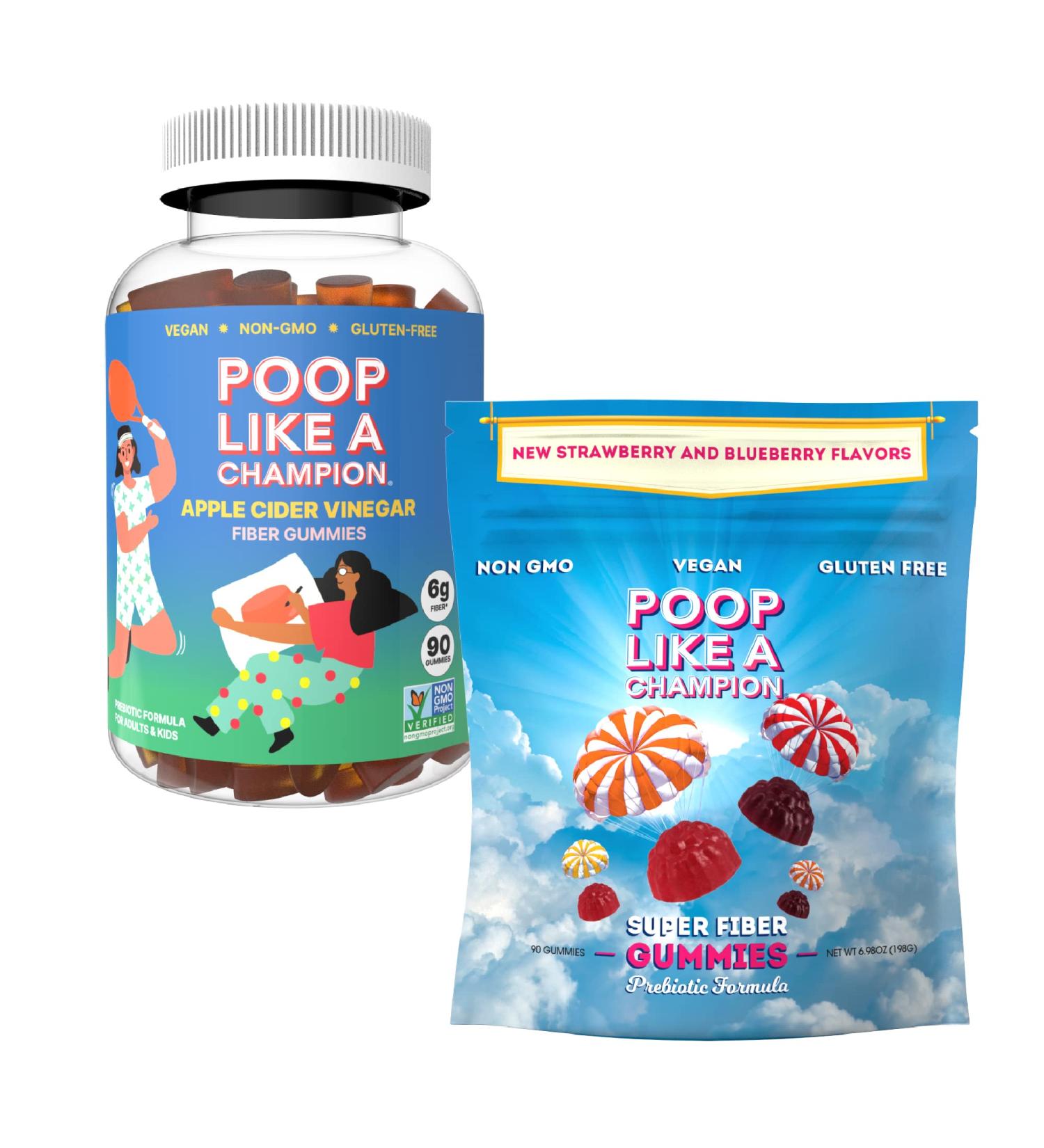 Poop Like a Champion Ultra Fiber Gummies with ACV and Super Berry - 1000mg Fiber Boost - Buy Online on GoSupps.com