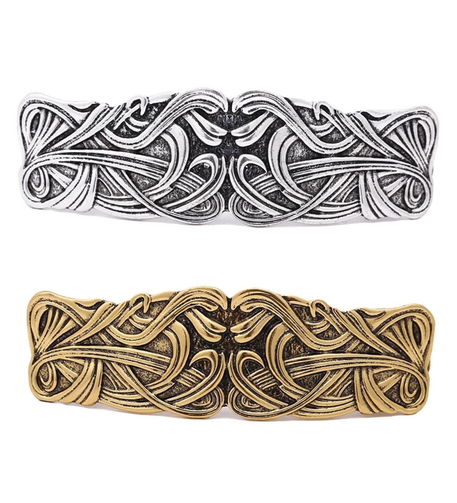 2 Pcs Celtic Knot Barrette Vintage Hair Clips - Gold Silver Style 1 - Buy Online on GoSupps.com