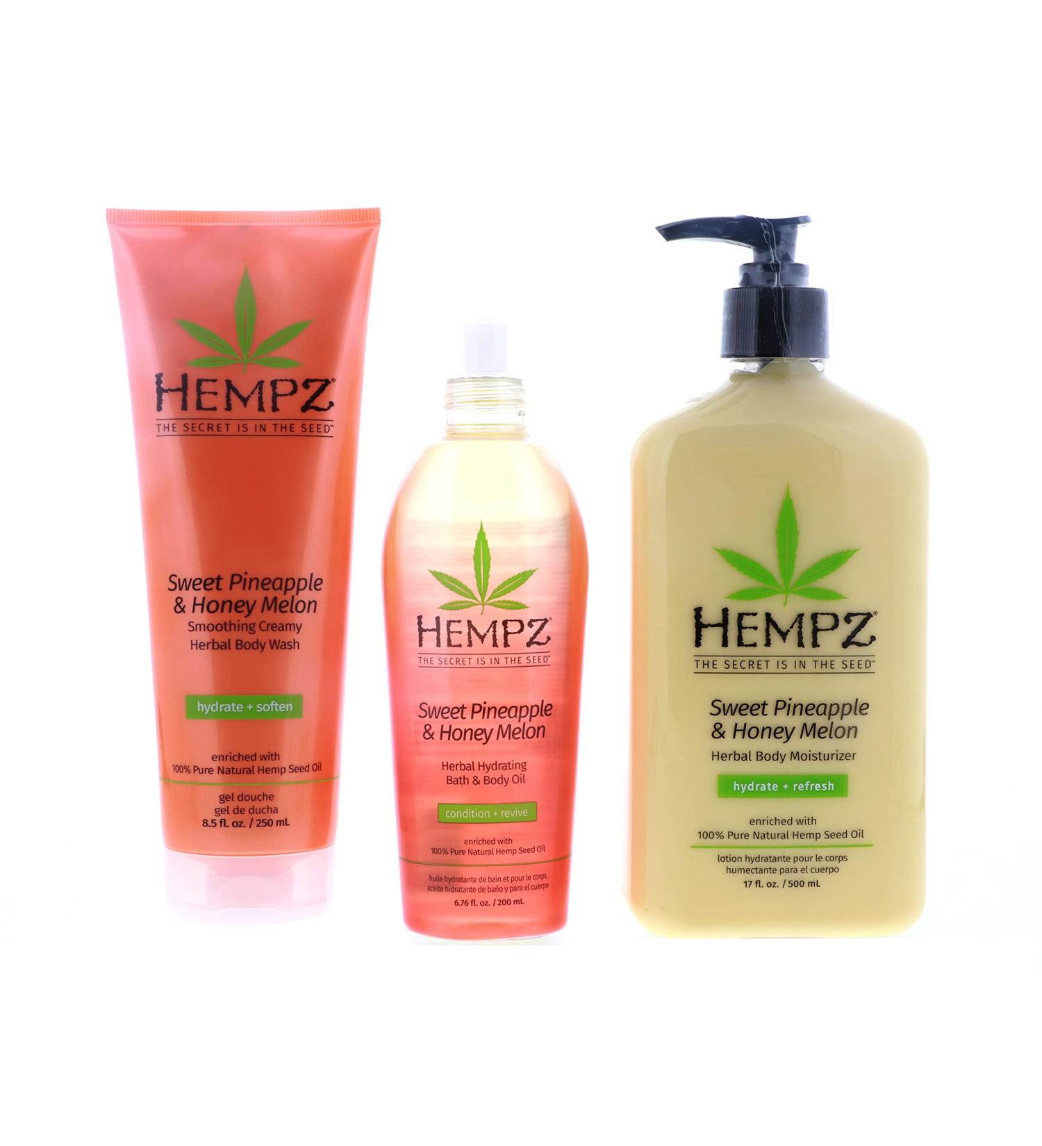 Hempz Sweet Pineapple & Honey Melon Body Moisturizer, Lotion, Wash & Oil Set - Buy Online on GoSupps.com