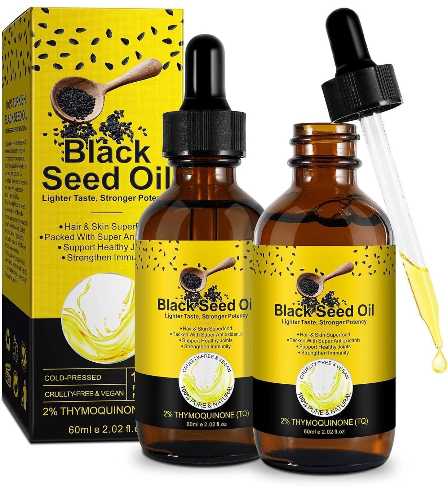 2X Black Seed Oil - 100% Pure Organic Cold Pressed Oil for Hair Growth & Skin Care | Enriched with Omegas 3 6 9 - Nourish & Hydrate Naturally - Buy Online on GoSupps.com