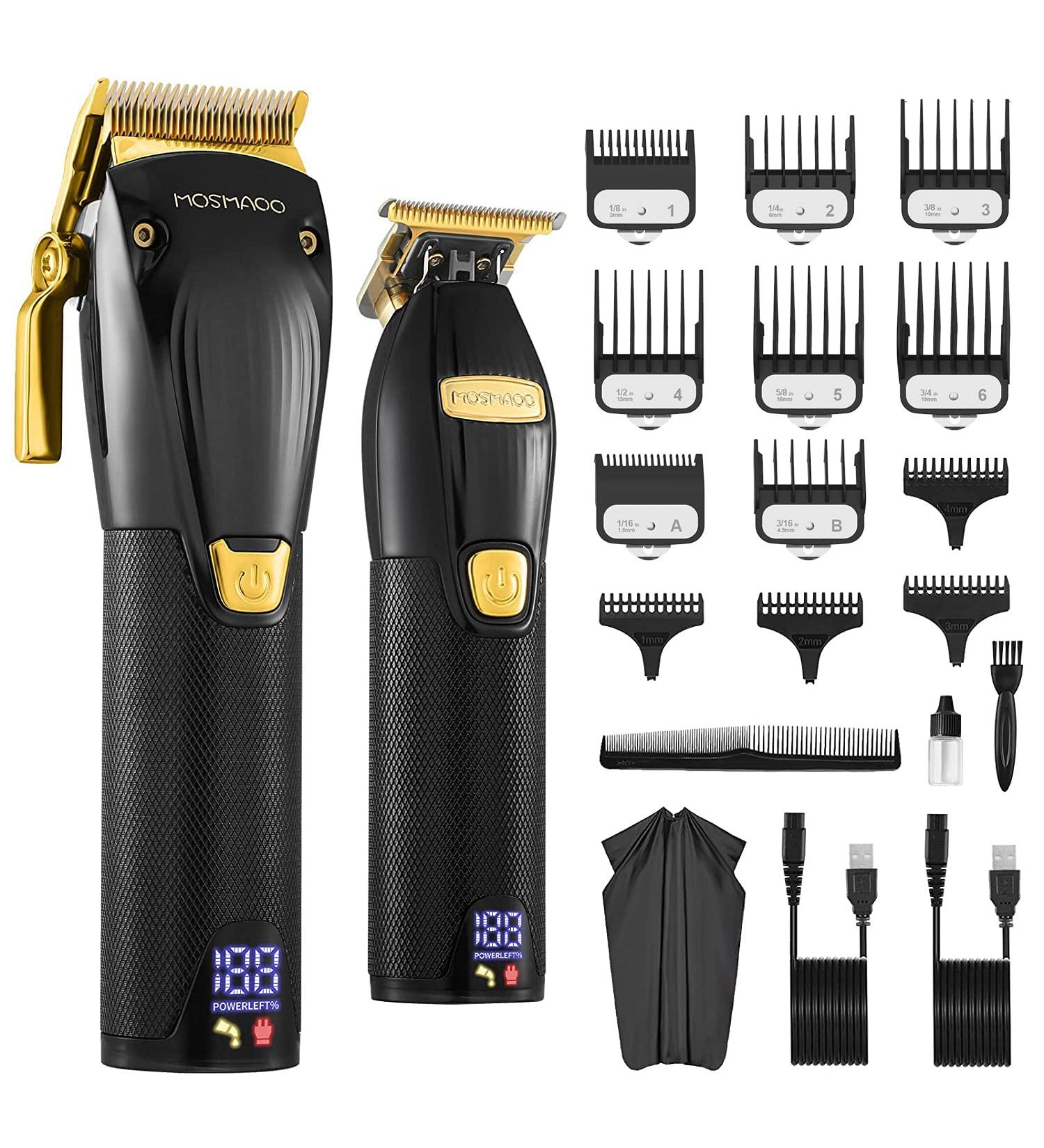 MOSMAOO Cordless Hair Clippers & Trimmer Set for Barbers & Stylists - Hair Cutting & Beard Trimming Combo for Men, Women, Kids - Buy Online on GoSupps.com
