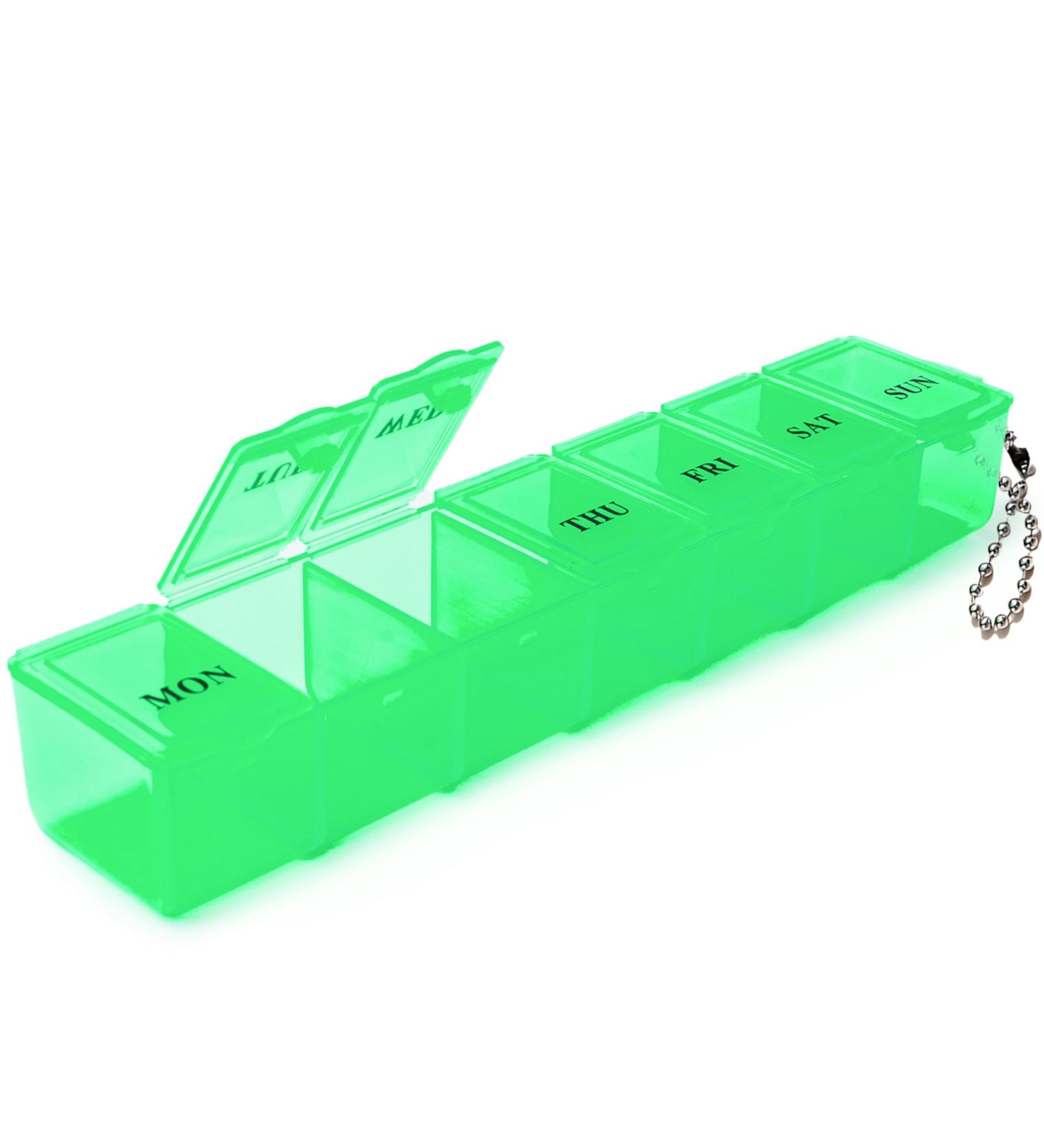 Pill Boxes 7 Day 1 Times a Day - Pill Box Organiser Weekly Tablet Box | Daily Pill Organiser with Dosset Compartments | Conveniently Sized Portable Medicine Storage Box (Green) - Buy Online on GoSupps.com