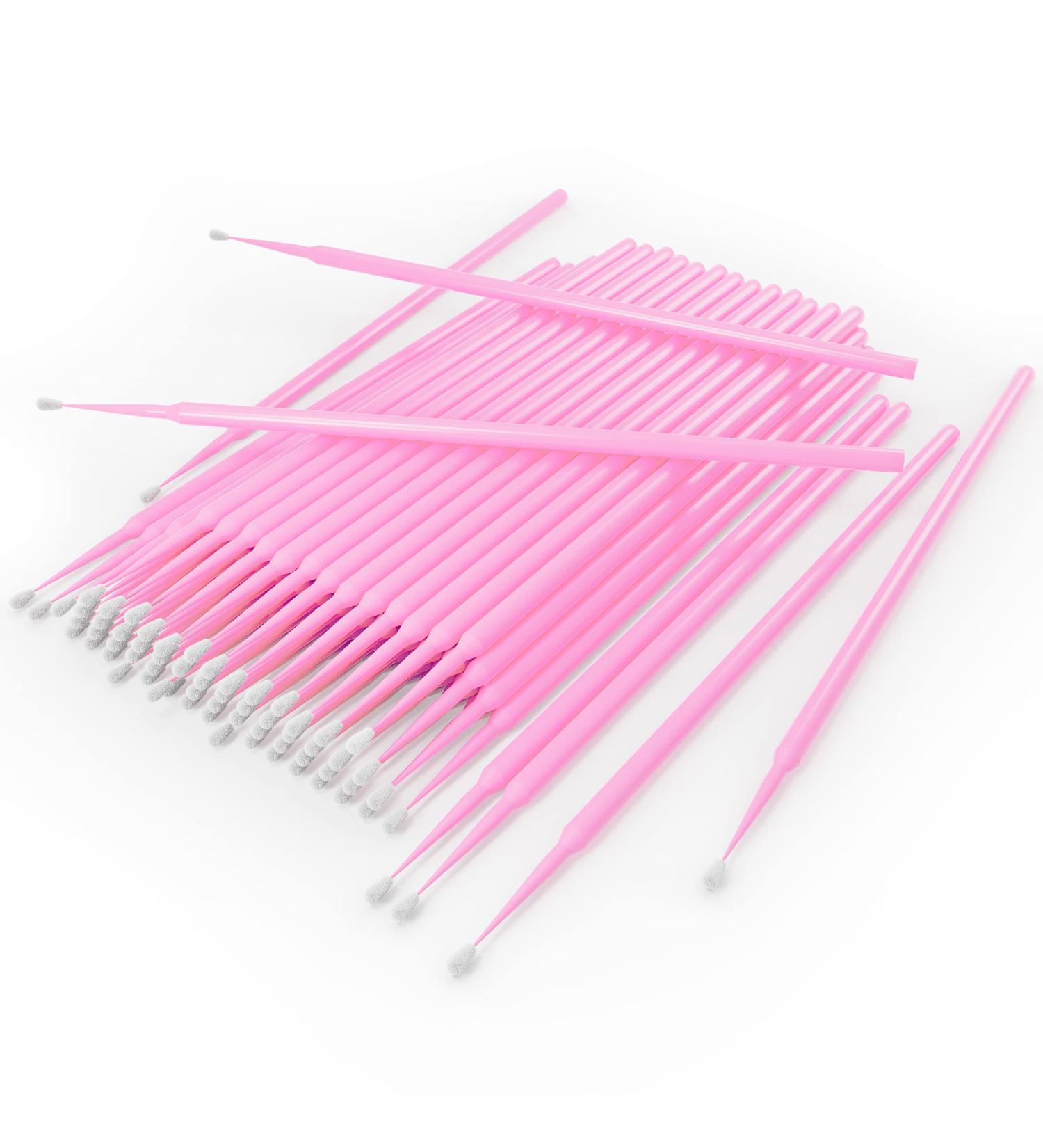 HGLOZ Microswabs for Eyelash Extensions (Pack of 500) - 2mm Pink Soft Micro Applicator Brush for Makeup Application and Cleaning - Buy Online on GoSupps.com