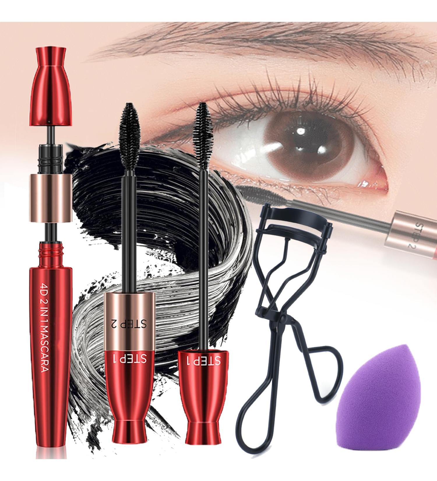 DENGWANG 4D Lengthening Curling Mascara 2 In 1 Black Mascara Double Headed 4D 2 In 1 Mascara Waterproof Thickening Mascara Black Thickening Lengthening Mascara Quick-Drying and Not Sticky (1PC) - Buy Online on GoSupps.com