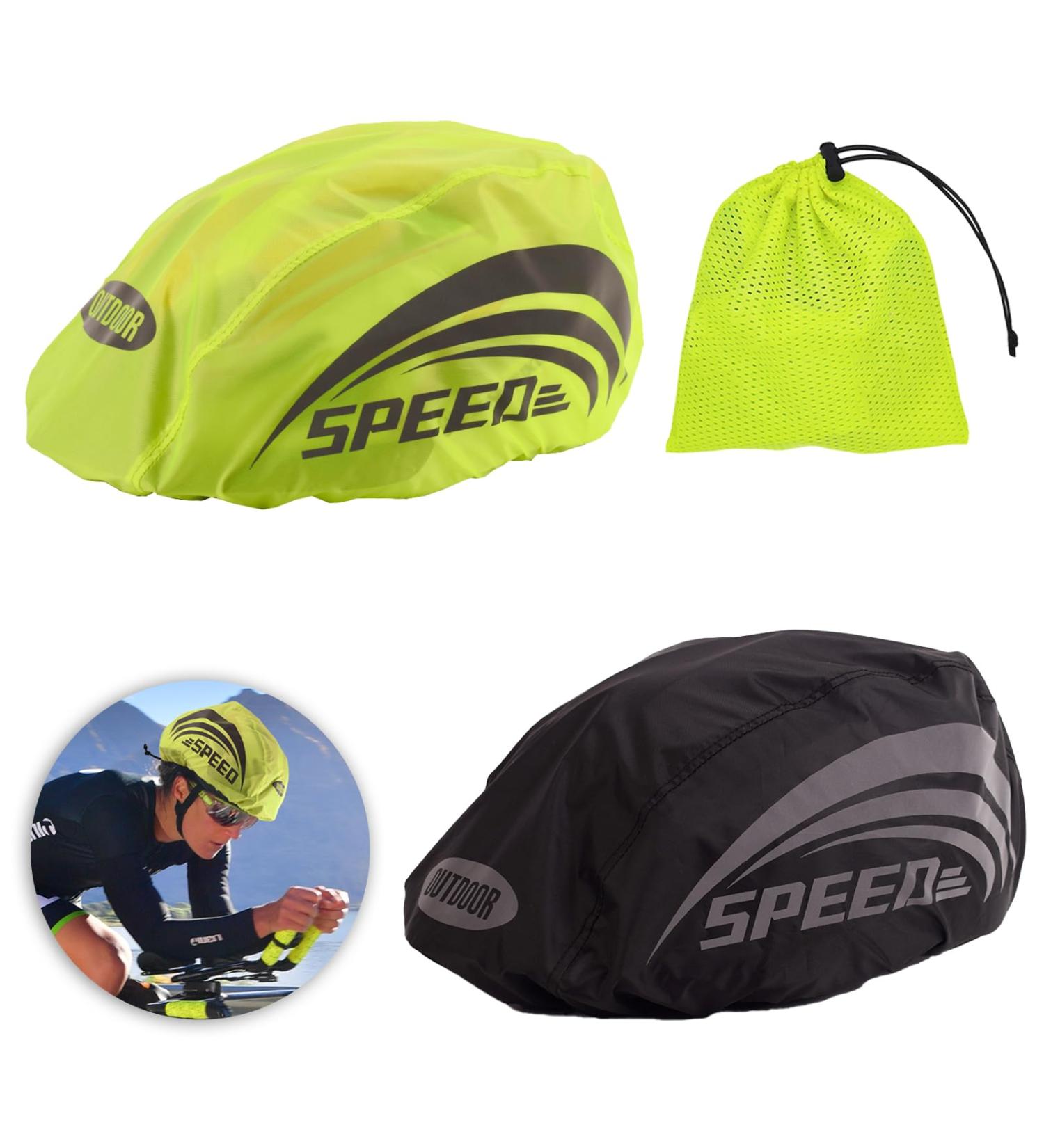 Zimoer Bike Helmet Rain Protection - Reflective High Visibility Covers for All Helmets (Green Black) - 2 Pack - Buy Online on GoSupps.com