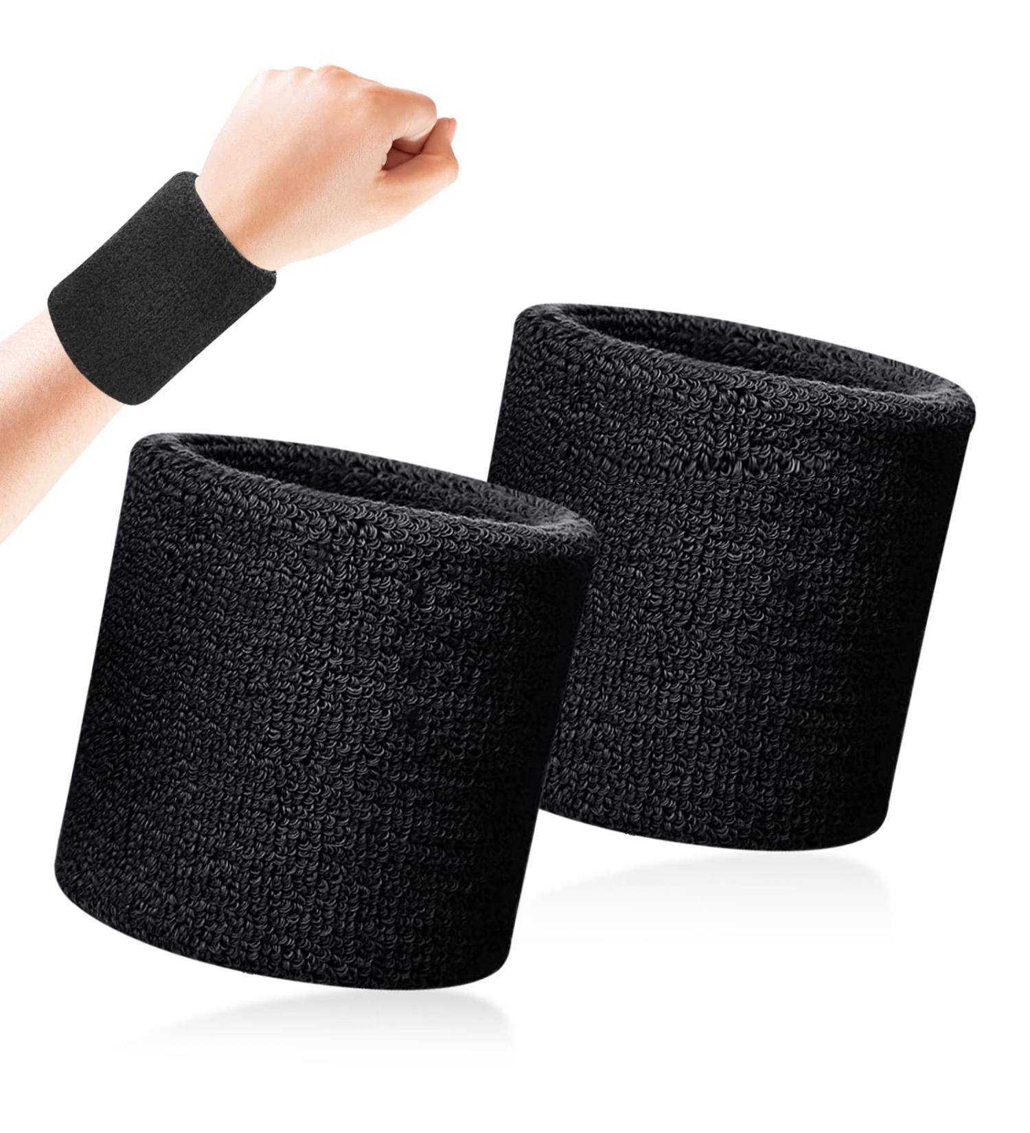 Quelcc 2-Piece Soft Cotton Welding Tape Wristbands for Sports - Tennis Handball & Running Black - Buy Online on GoSupps.com