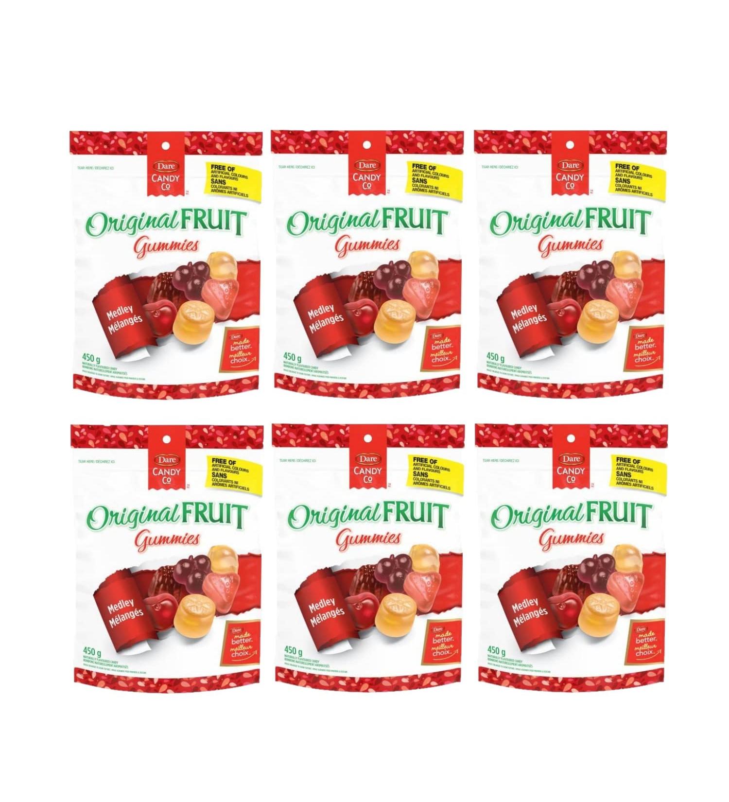 Dare Candy Co Original Fruit Gummies Medley - Original Gummie Formula with Delicious Fruity Taste in Cherry Orange Blueberry Lemon Raspberry Strawberry Flavours 450g (Case of 6) - Buy Online on GoSupps.com