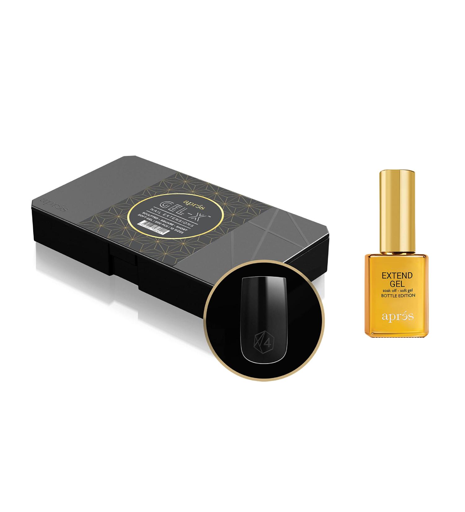 Apres Nail Gel-X Sculpted Square Short Tips Bundle | 500 Gel-X Tips & 15ml Extend Gel | Premium Quality | 10 Sizes 0-9 | 2022 Version - Buy Online on GoSupps.com