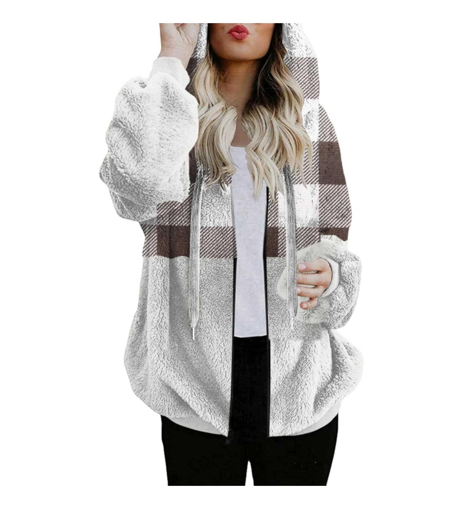 Buy Hanxiulin Oversized Plush Jacket for Women - Warm Lined Winter Coat Reversible Casual Fashion Hoodie - Buy Online on GoSupps.com