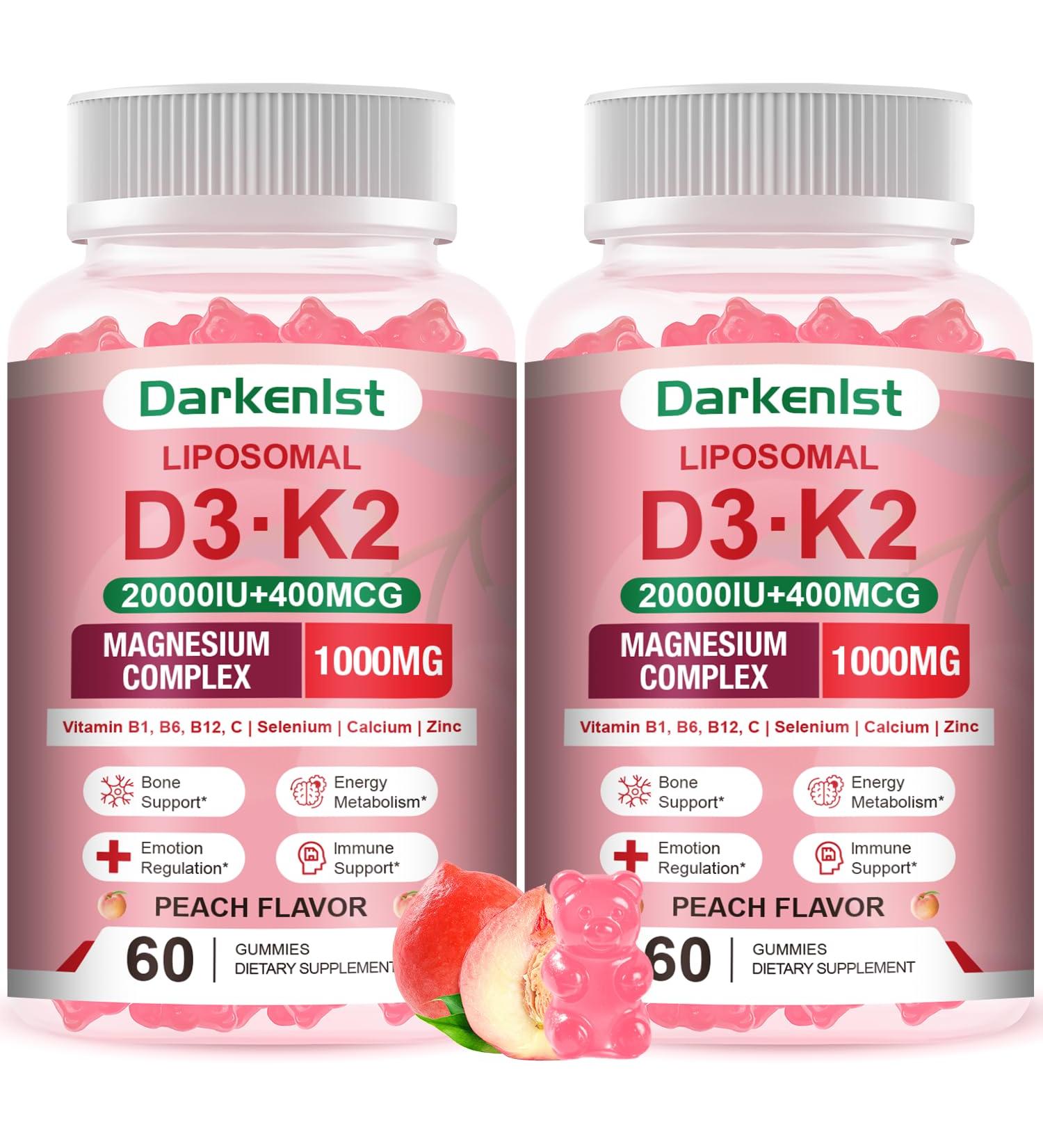 2 Pack Liposomal Vitamin 20 000IU D3 + 400mcg K2 Supplment Complex Magnesium Glycinate Malate & Citrate Calcium Zinc Rich In Vitamins B & C Stress Relief Relaxation & Bone Support for Adults 60 Count (Pack of 2) - Buy Online on GoSupps.com