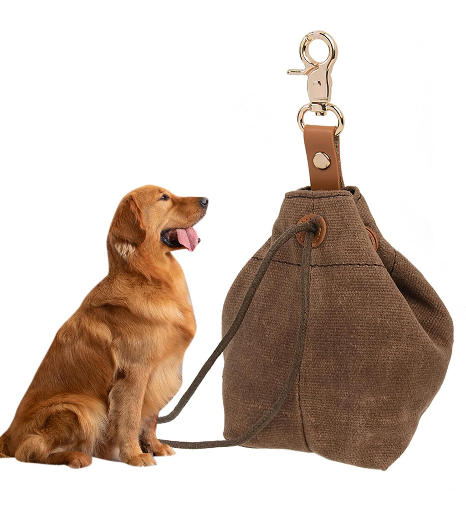 Shop TMBMLPP Dog Treat Feed Bag - Brown | Clip Buckle & Shrink Pockets for Puppy Training & Travel | Perfect for Toys & Delicacies - International Shipping Available - Buy Online on GoSupps.com