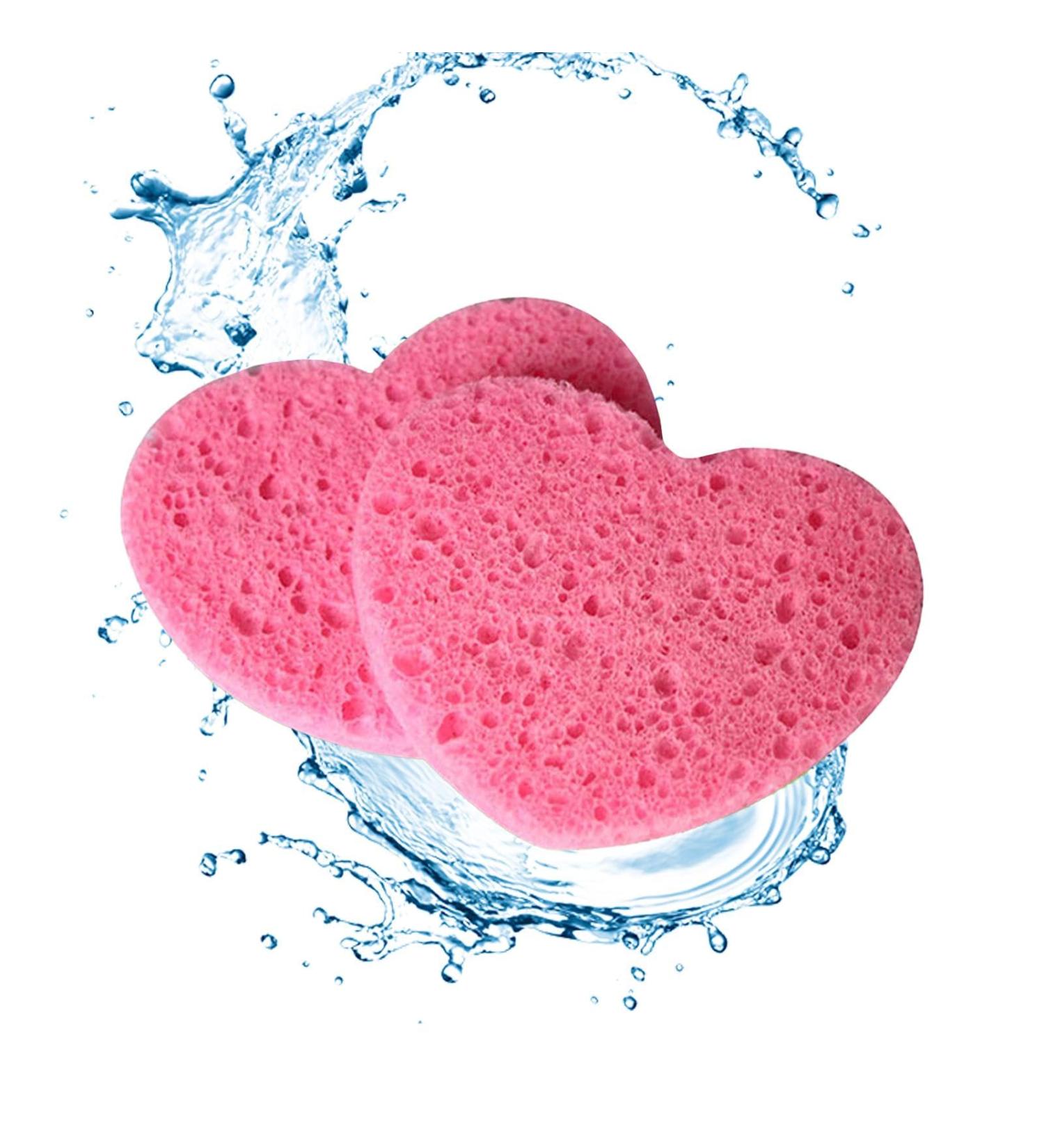 Compressed Cosmetic Spa Facial Sponges Heart Shaped Cleansing Wood Pulp - Buy Online on GoSupps.com