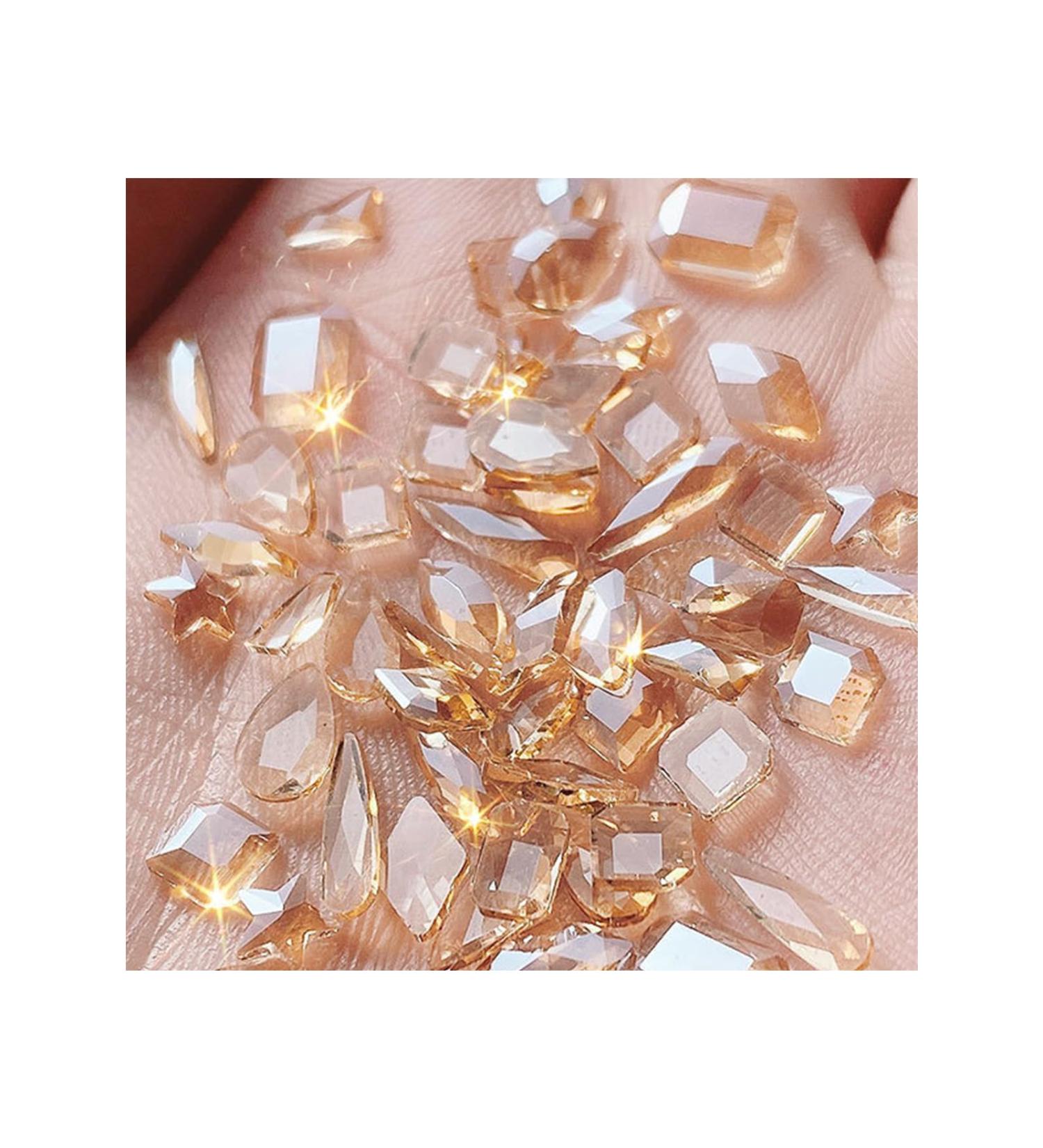 FEIlei 50Pcs Mixed Glass Crystal Hybrid Diamond Rhinestones Nail Art Decorations Drop Rhombus Flatback Stones 3D Gems - Buy Online on GoSupps.com