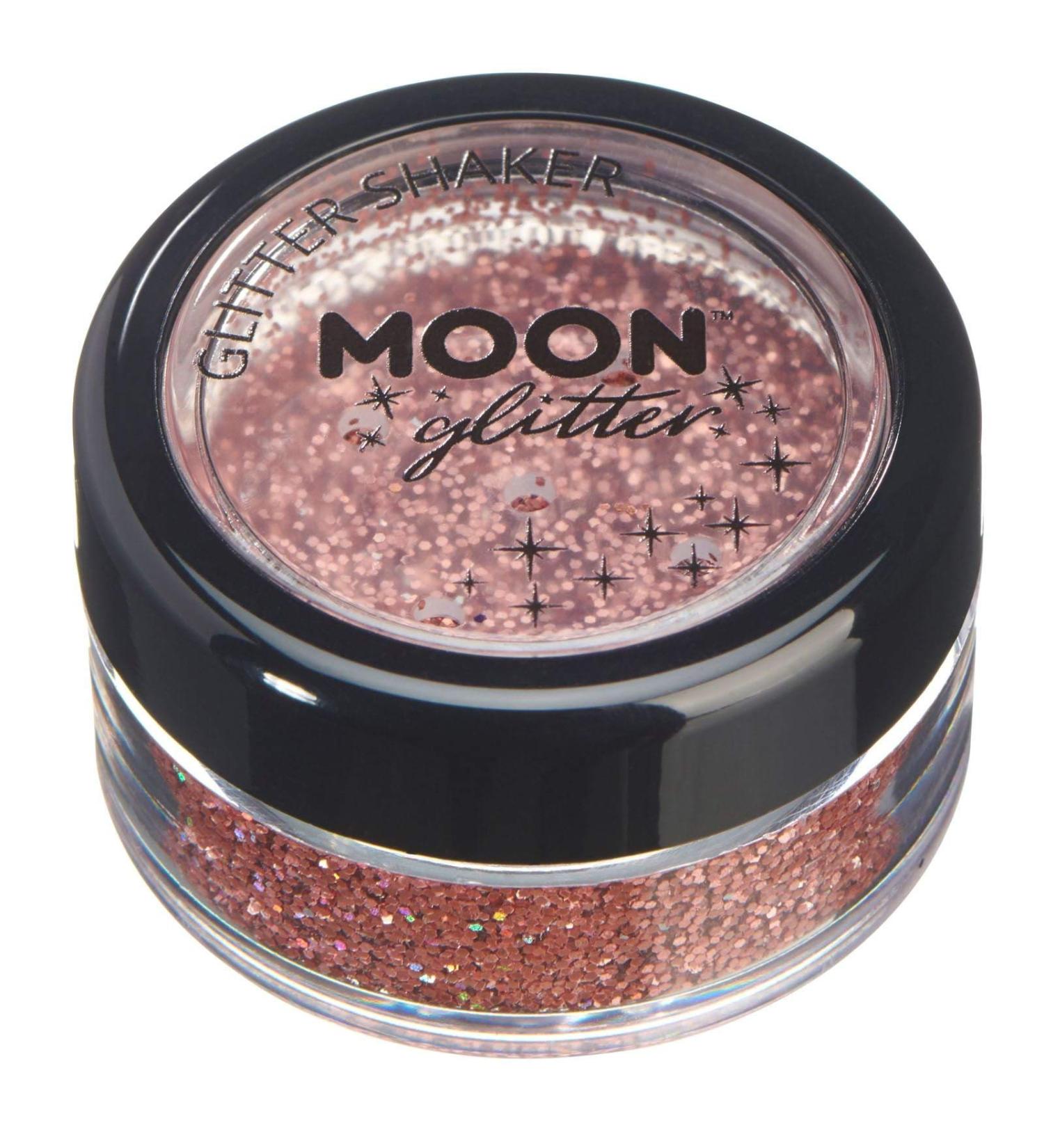 Moon Glitter Holographic Rose Gold Cosmetic Glitter Shaker - 0.17oz for Face, Body, Nails, Hair, and Lips - Buy Online on GoSupps.com