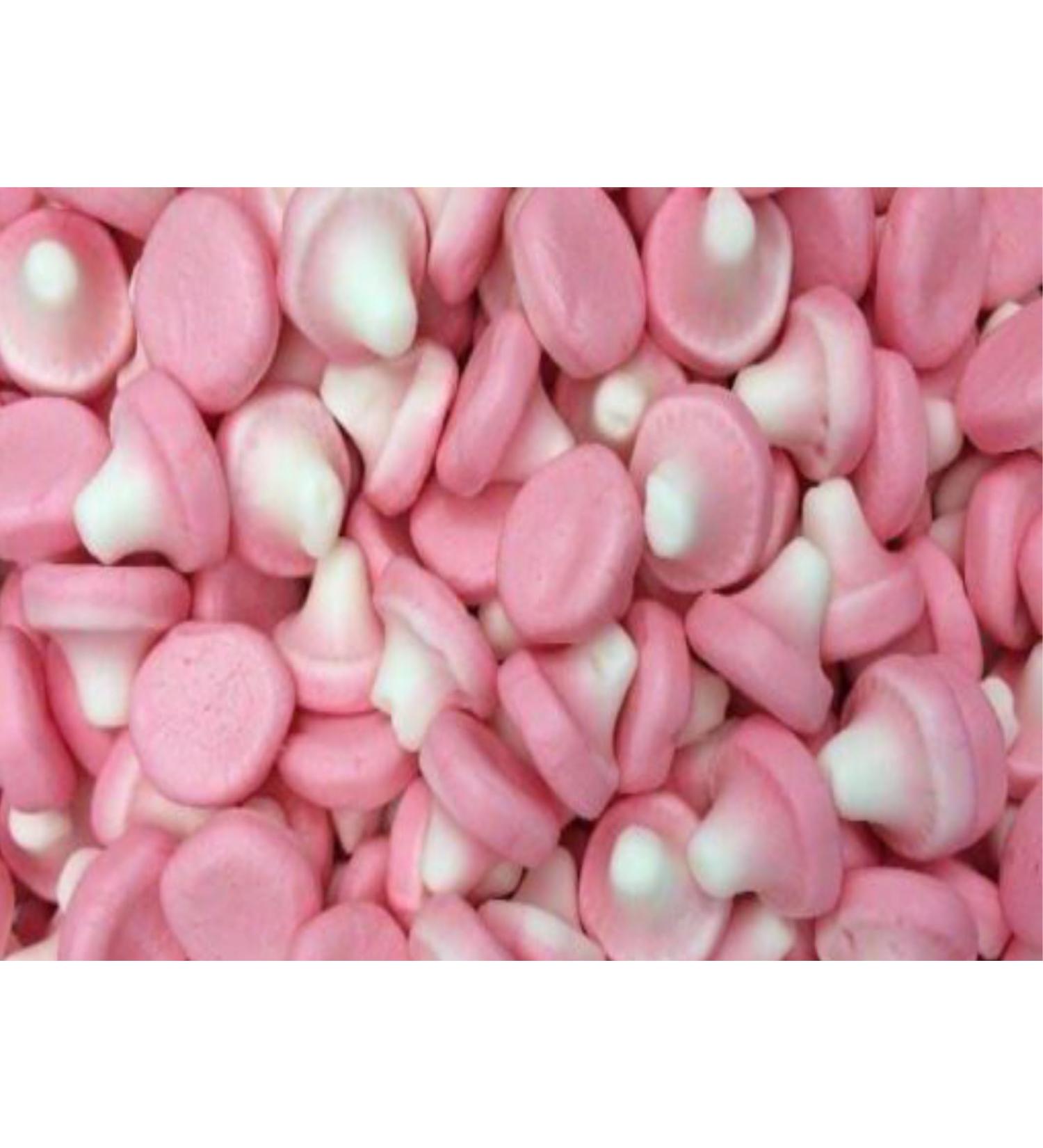 1kg Pink Strawberry Mushroom Foam Sweets Candy Pick & Mix Sweets Gummy Resealable Pouch Share Bag
