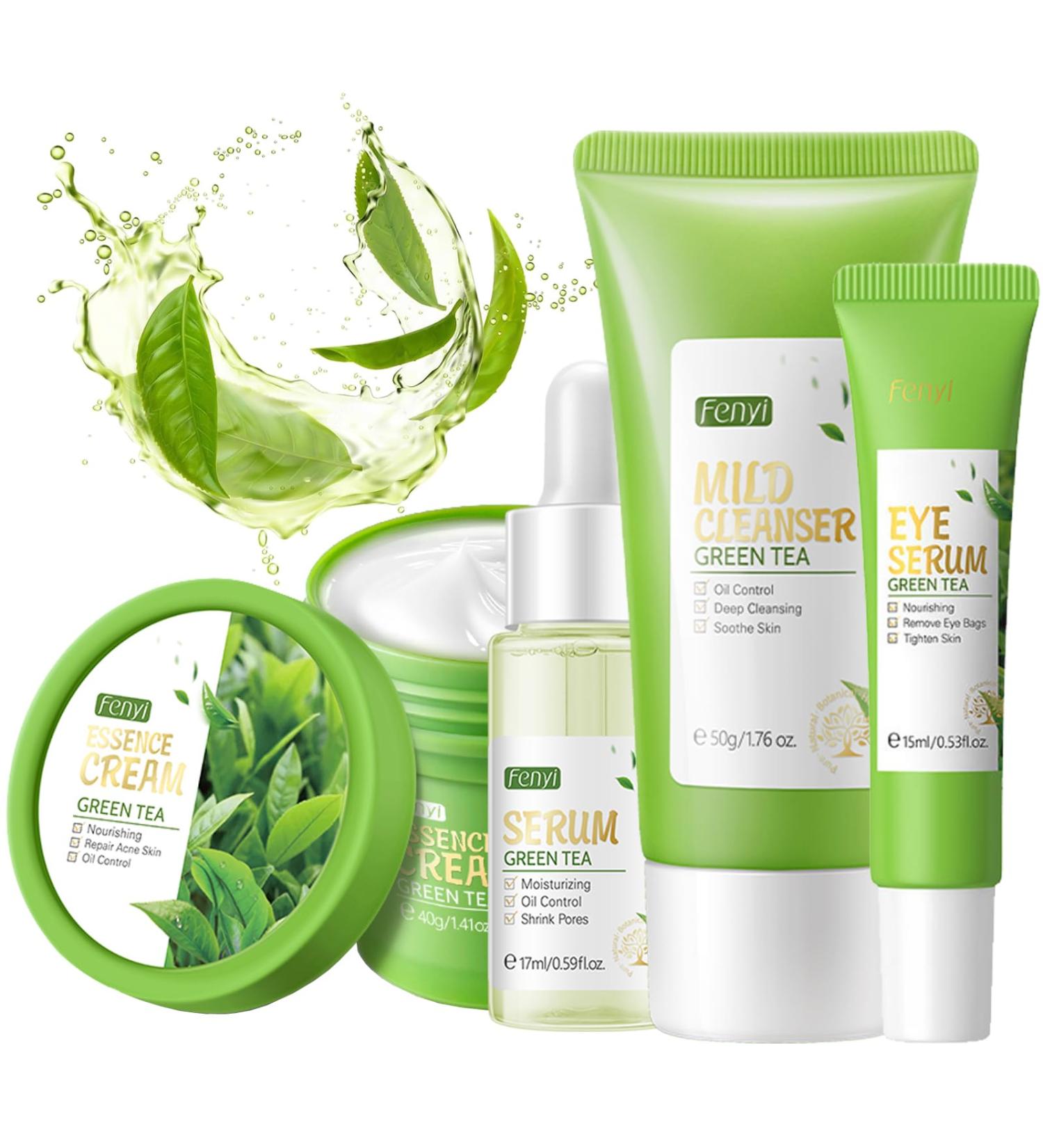 Skincare Set For Teenagers Girls Face Care Sets Skincare Gift Set 4PC Pamper Gifts For Women Includes Cleanser-Eye Cream-Serum-Face Cream Suitable For All Skin Types (One Size Green Tea) Green Tea One Size - Buy Online on GoSupps.com