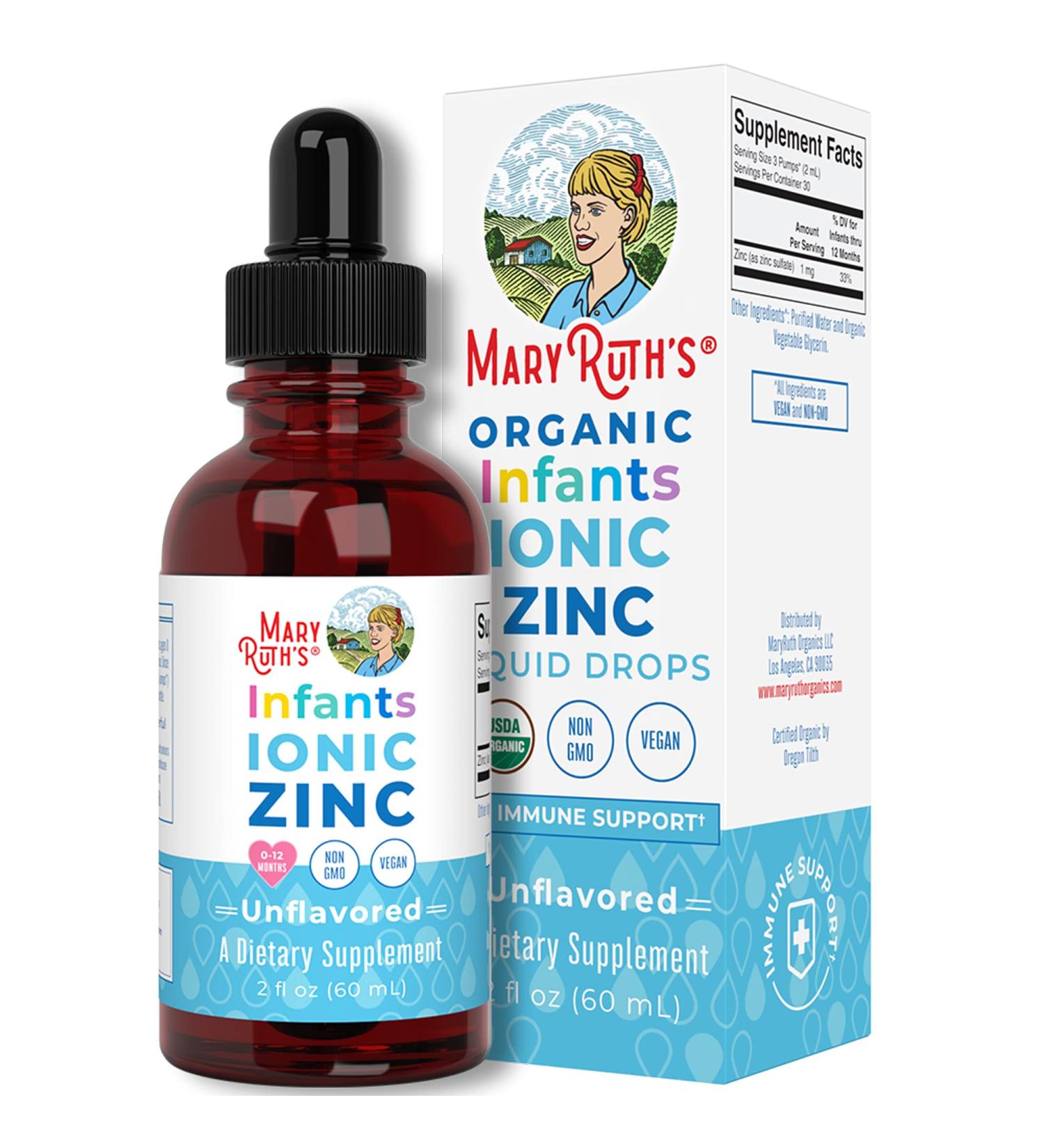 MaryRuth's Infant Liquid Ionic Zinc | Vegan Immune Support for Ages 0-12 Months | 1 Month Supply (2 Fl Oz) - Buy Online on GoSupps.com