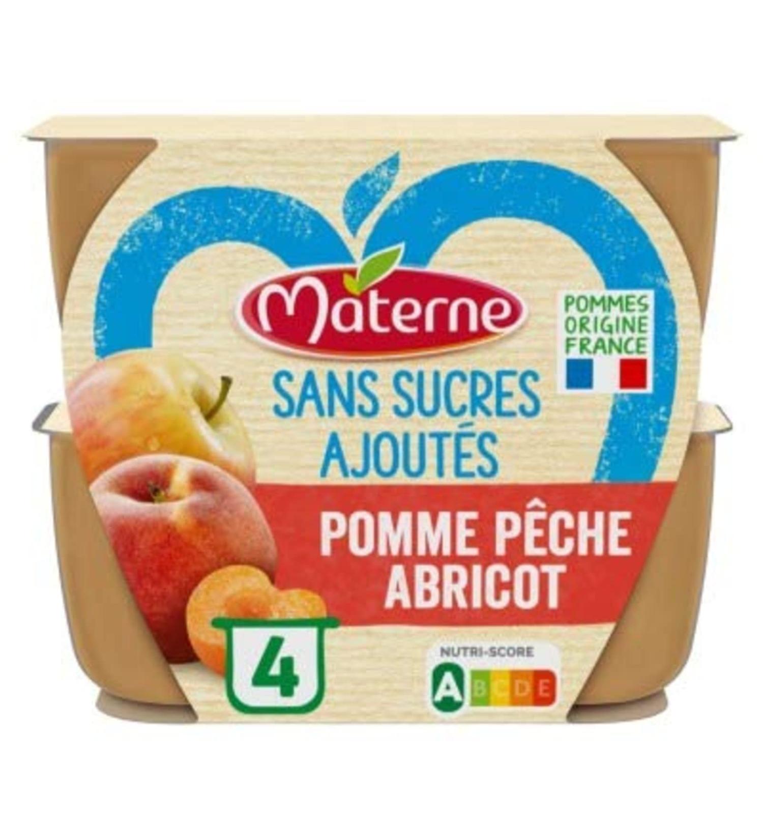 Materne Specialty apple, peach and apricot, no added sugars - The 4 jars of 97g