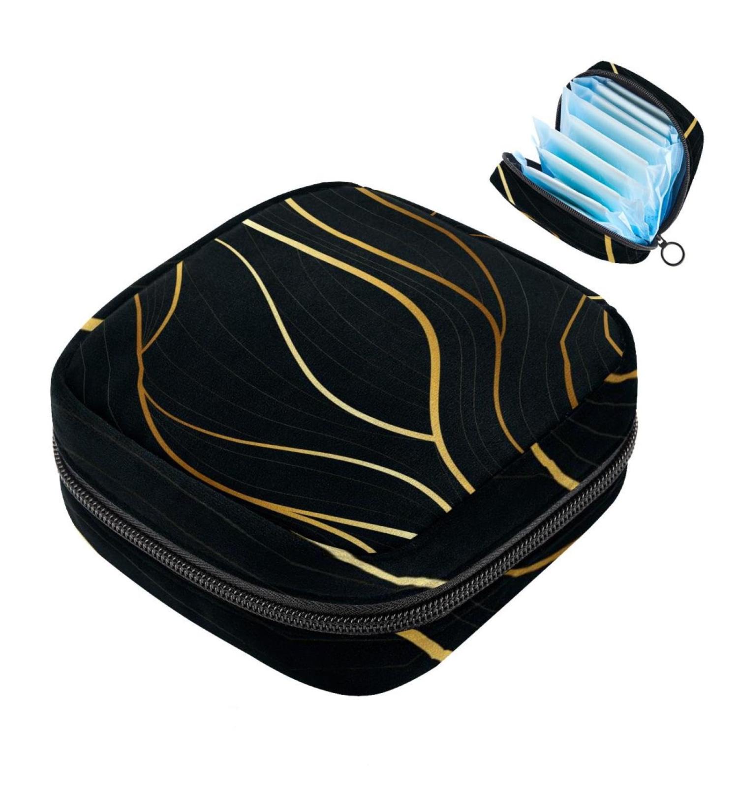 Gold Marble Menstrual Pad Bag - Multicolored Sanitary Napkin Pouch for Women & Girls - Buy Online on GoSupps.com