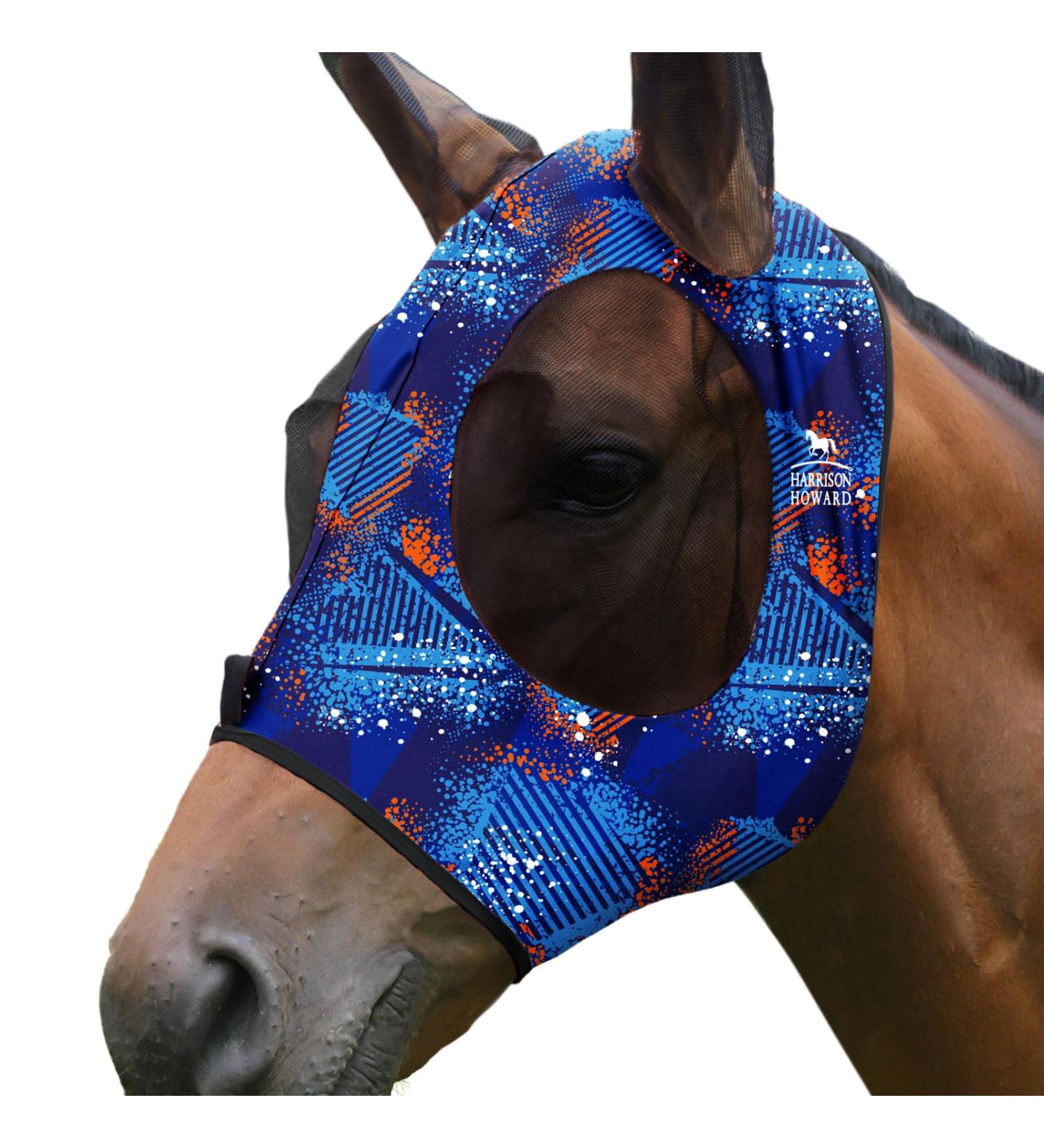 Harrison Howard Super Comfort Stretchy Fly Mask | Large Eye Space & UV Protection | Breathable Chic Blue - Medium Blue - Buy Online on GoSupps.com