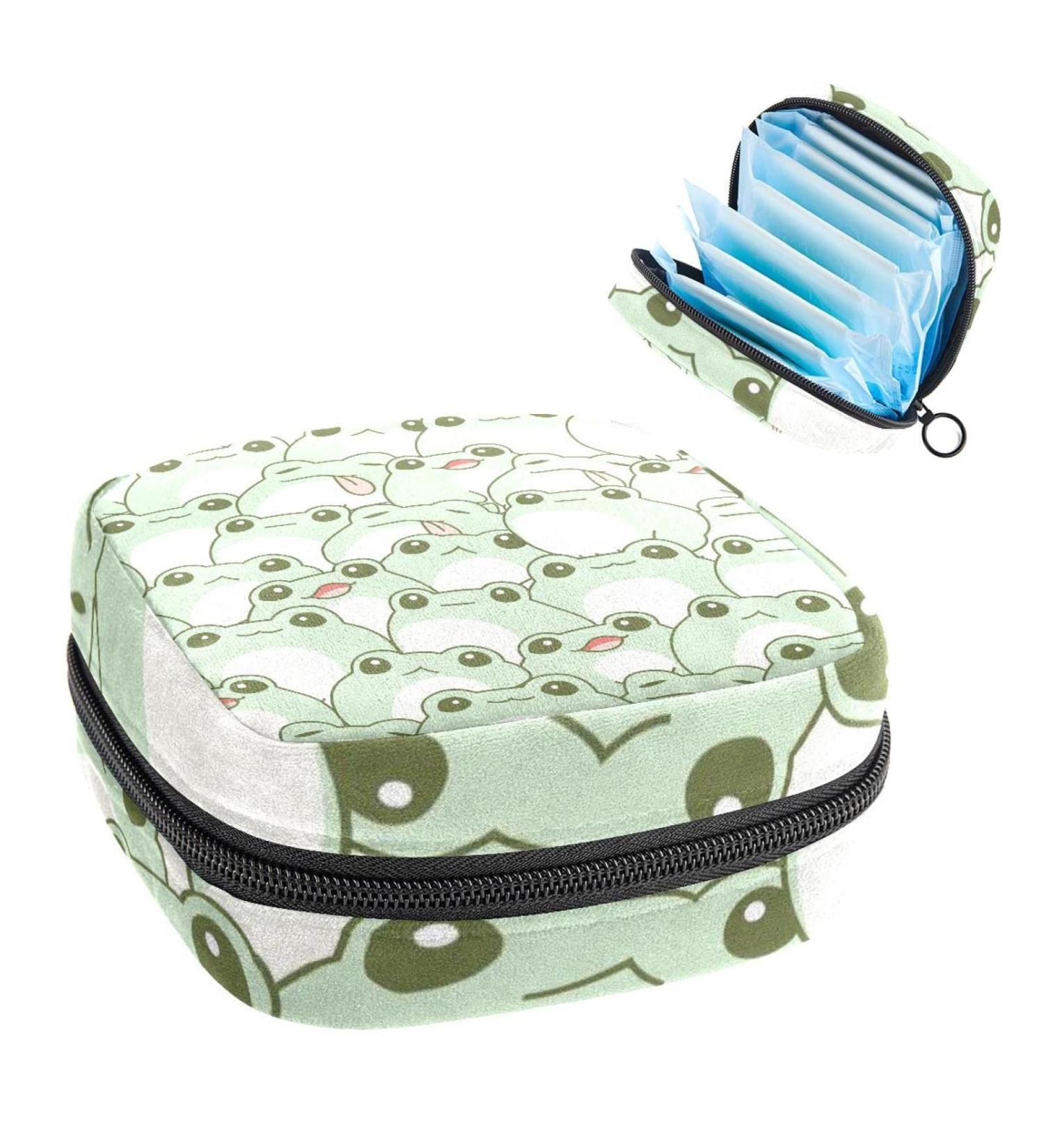Frog Pattern Napkin Storage Bag | Cute Portable Period Bag for Women & Teens | Menstrual Cups & Breastfeeding Pillow Holder - Buy Online on GoSupps.com