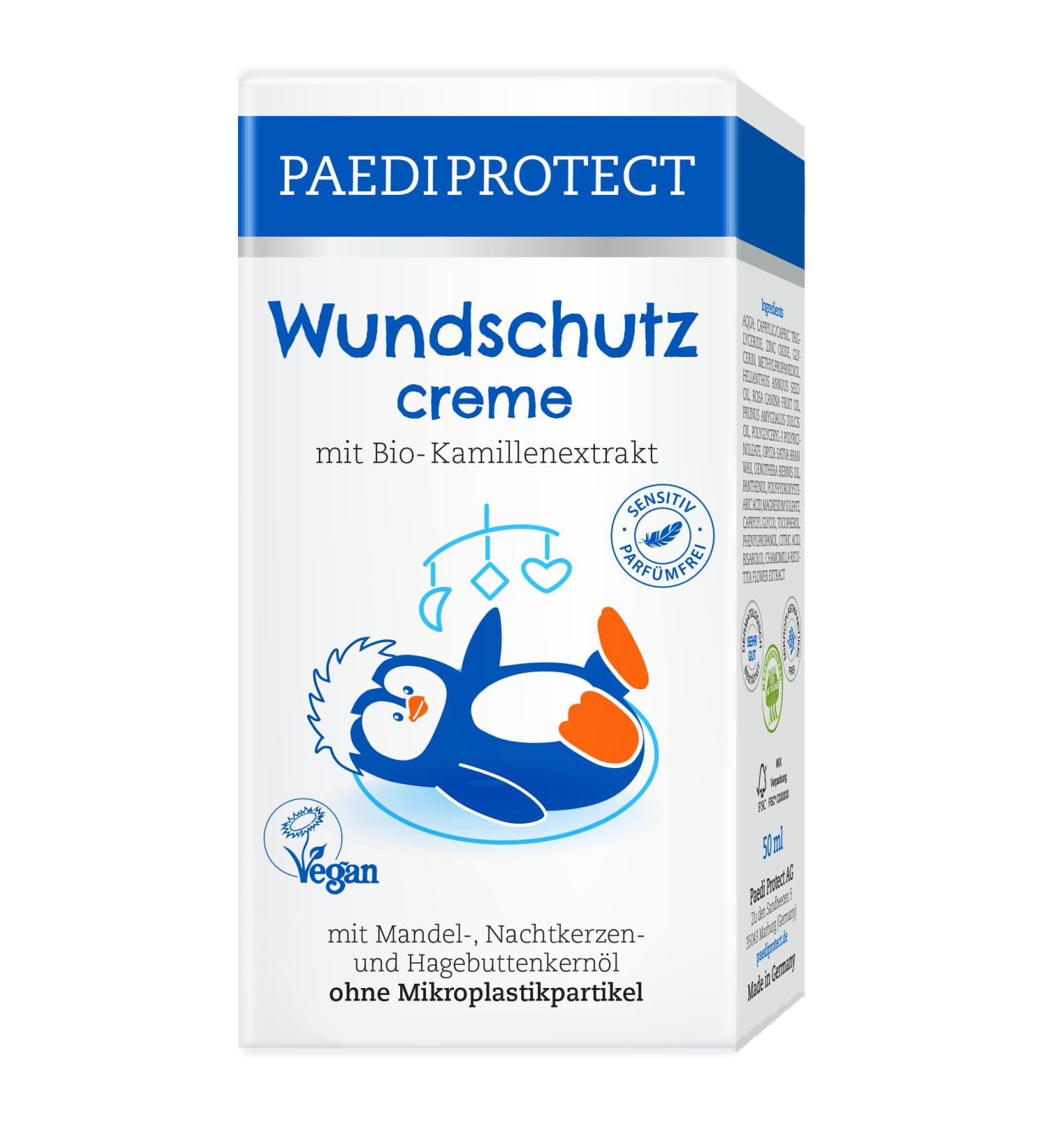 Paediprotect Wound Protection Cream for Babies | 50ml Vegan Ointment for Sensitive Skin | Perfume-Free & Silicone-Free | Bio-Kamille Healing for Diaper Rash & Redness - Buy Online on GoSupps.com