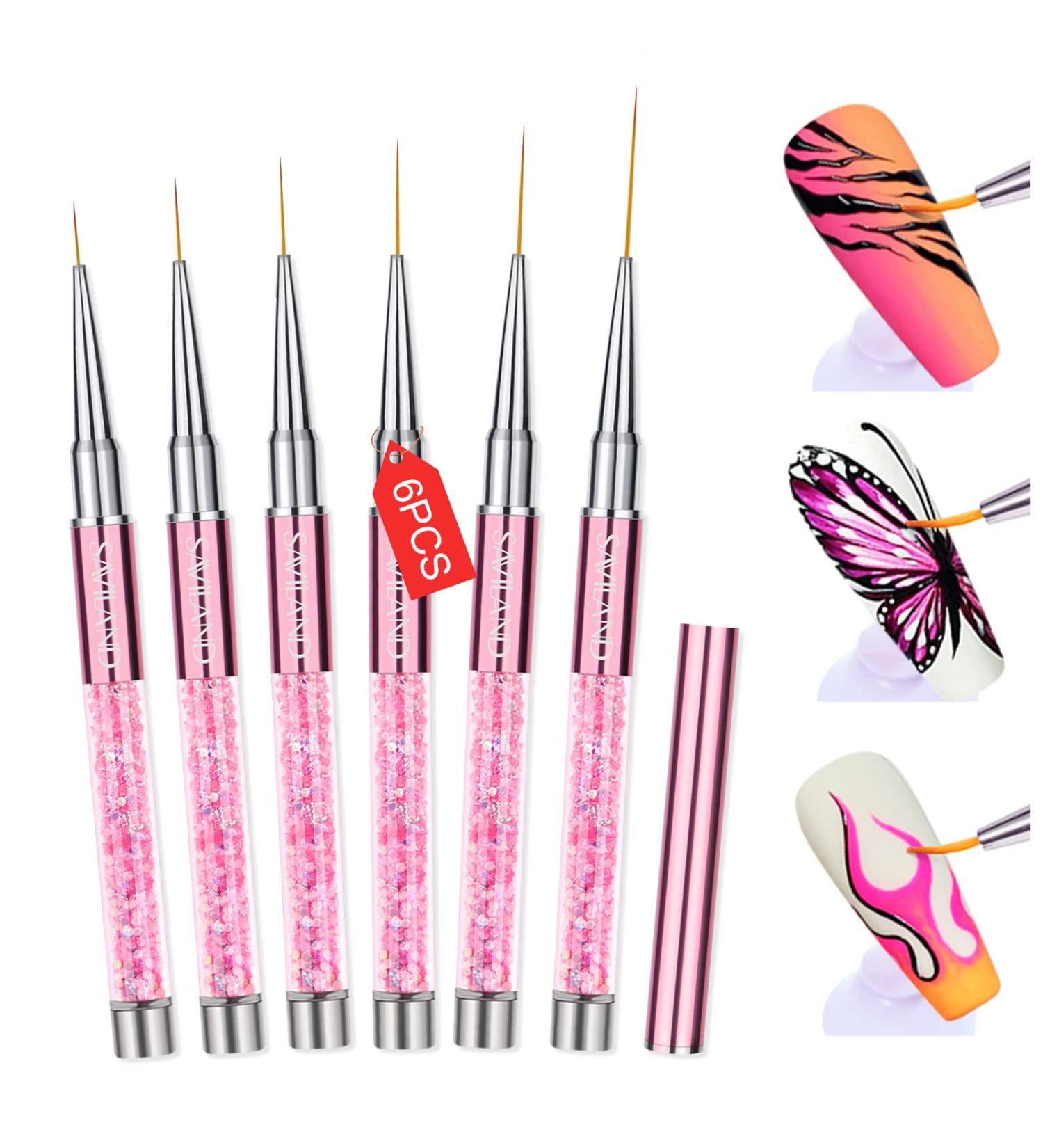 Saviland Nail Art Liner Brush Set - 6-Piece Rose Gold Nail Design Tool for Precision Liner Art & French Manicure - Buy Online on GoSupps.com