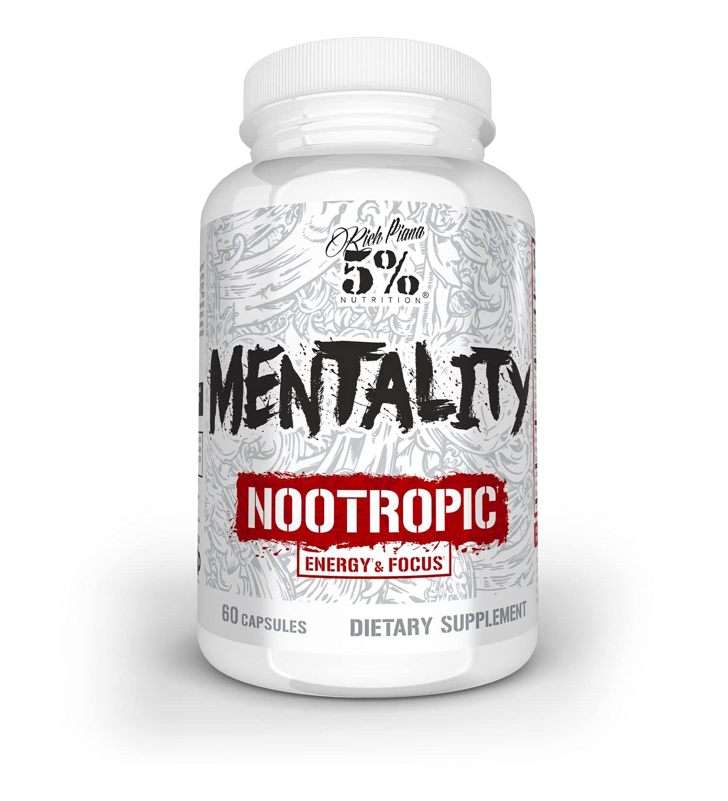 5% Nutrition Rich Piana Mentality Nootropic Blend - Brain Booster Supplement for Performance and Mental Clarity - 60 Capsules - Buy Online on GoSupps.com