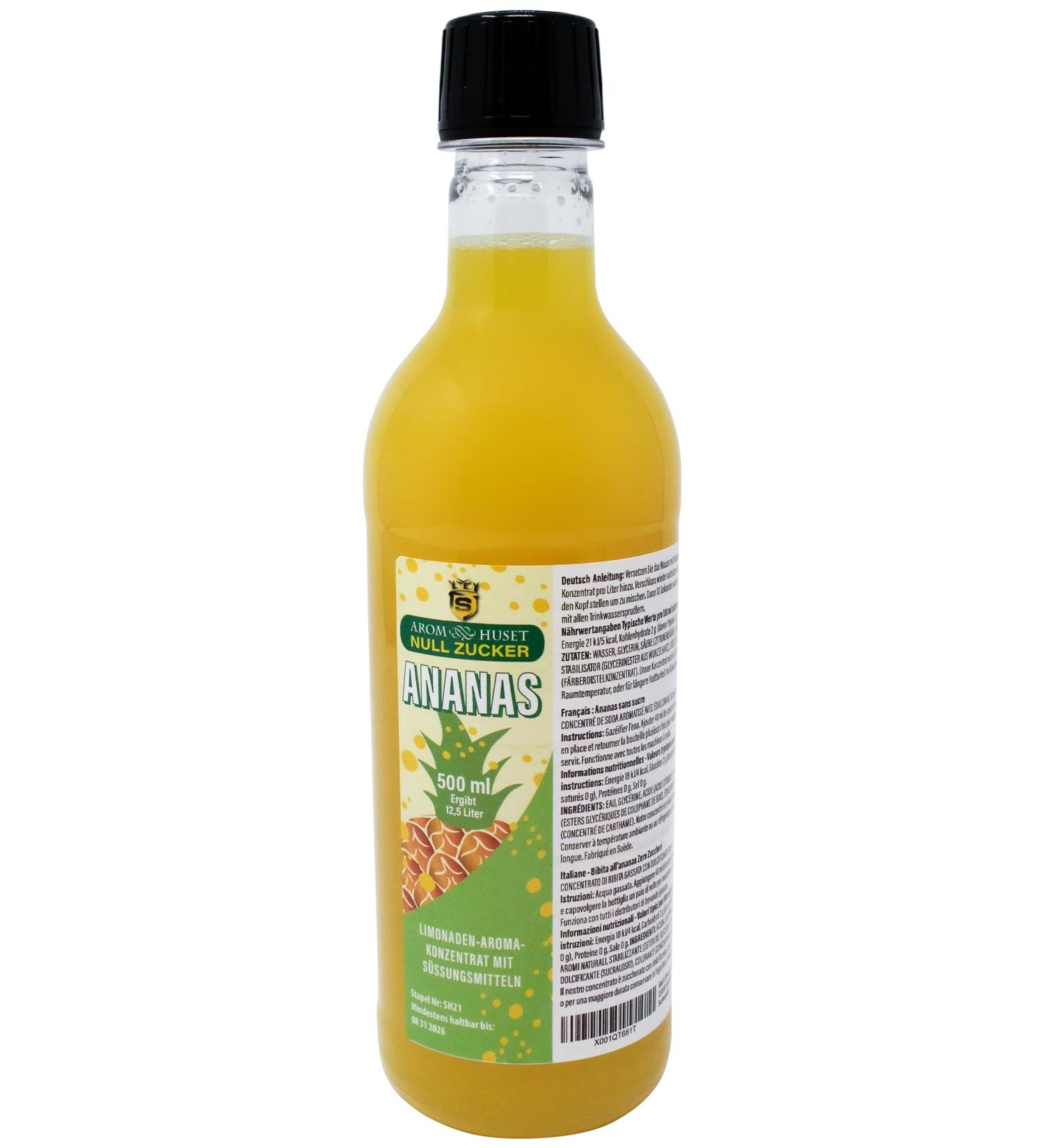 Zero Ananas Soda Concentrate | 500ml Bottle Makes 12.5L | Sugar-Free Low-Calorie Soft Drink for Water Bubblers | No Preservatives - Buy Online on GoSupps.com