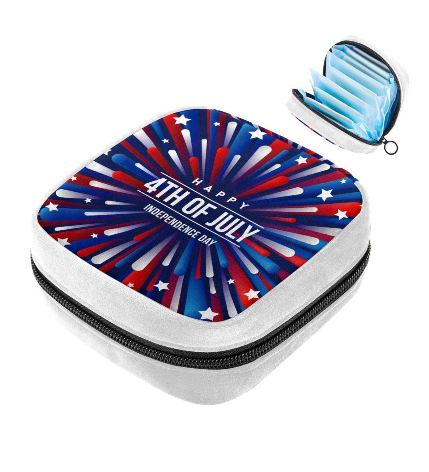 GIAPB Sanitary Napkin Storage Bag American Independence Day Color - Period Tampon Makeup Pad Pouch - Buy Online on GoSupps.com