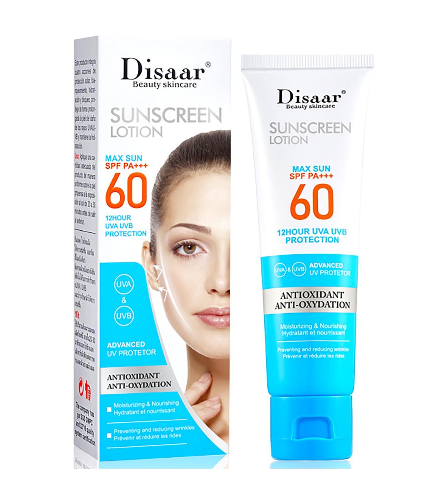 Buy Sunscreen Lotion SPF 60 PA+++ - UVA/UVB Protection Antioxidant Moisturizing 50ml | International Shipping - Buy Online on GoSupps.com