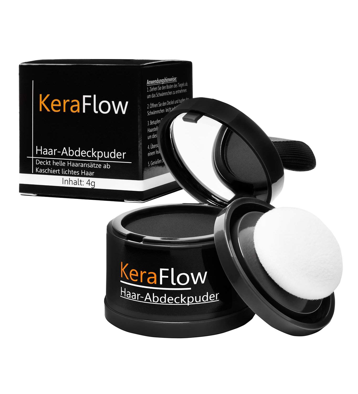 KeraFlow Root Powder - Hair Concealer & Thickening Solution for Grey Roots & Thinning Hair (4g Black) | Shop Internationally - Buy Online on GoSupps.com