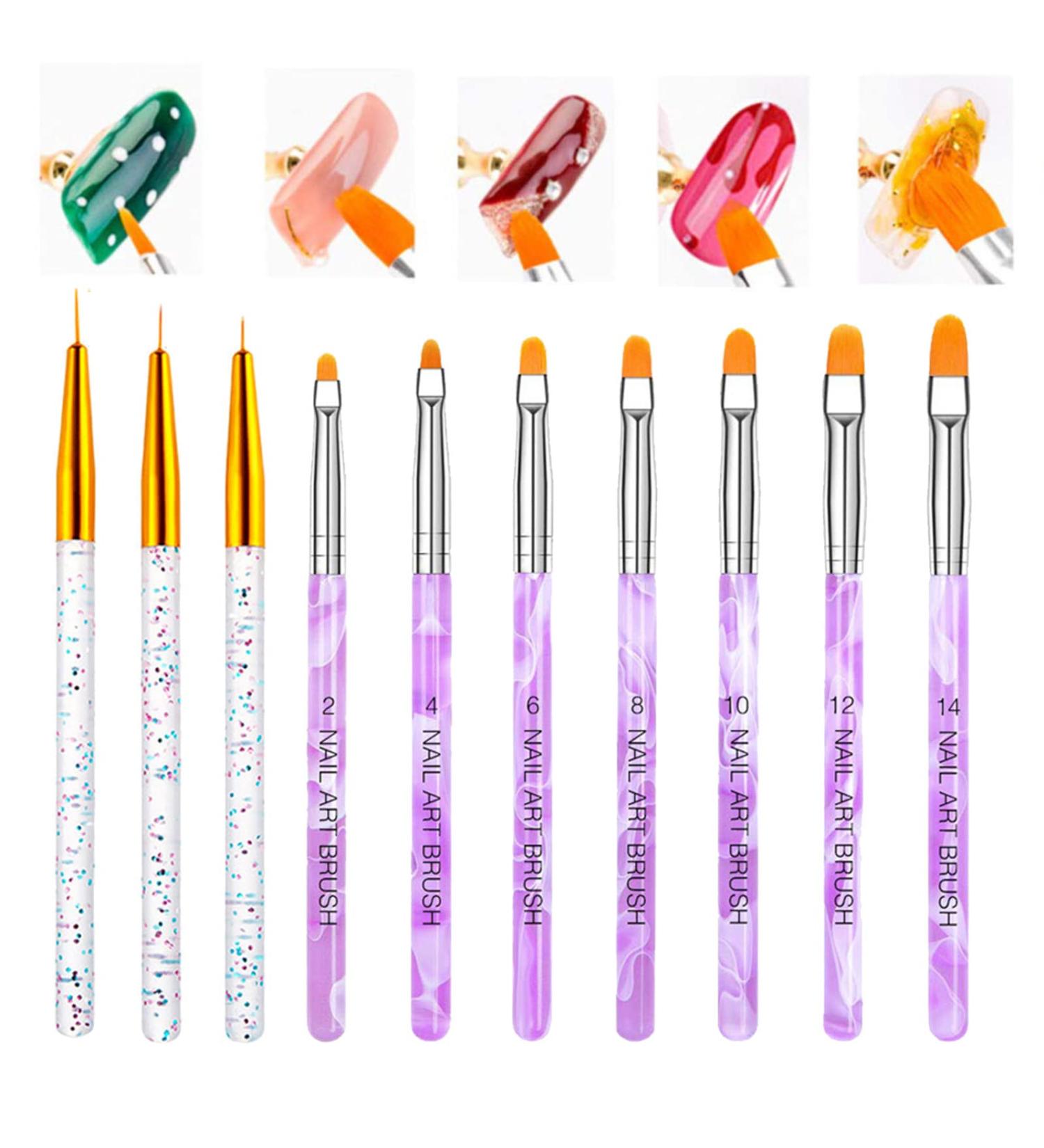 10-Piece UV Gel Nail Brush Set - Professional Acrylic Painting Pens for Nail Art & Design - Buy Online on GoSupps.com
